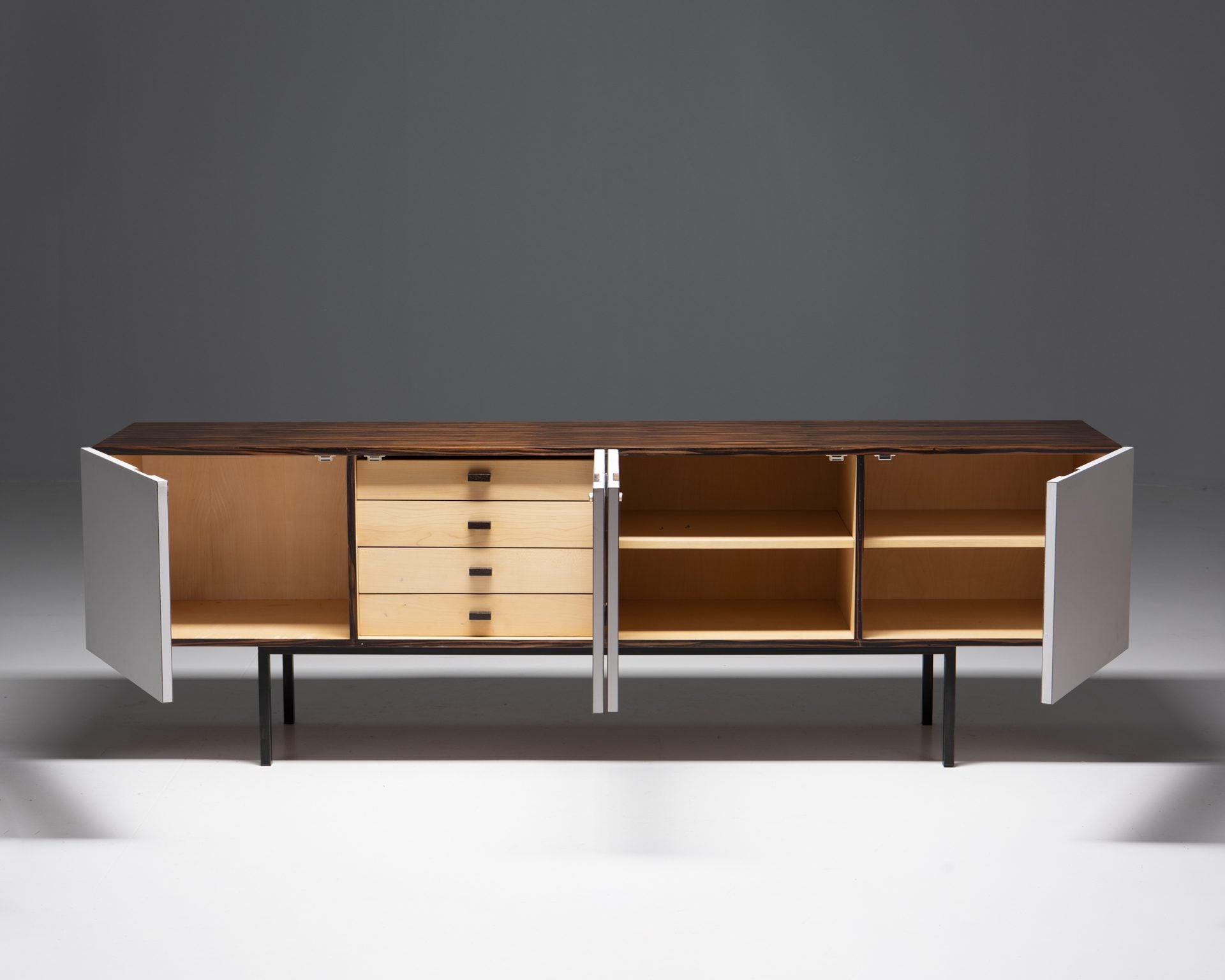 Sideboard in Zebrano veneer with White Doors, 1960’s