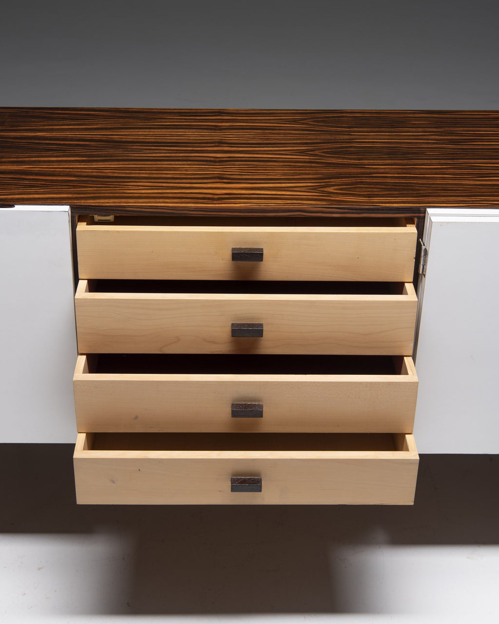 Sideboard in Zebrano veneer with White Doors, 1960’s