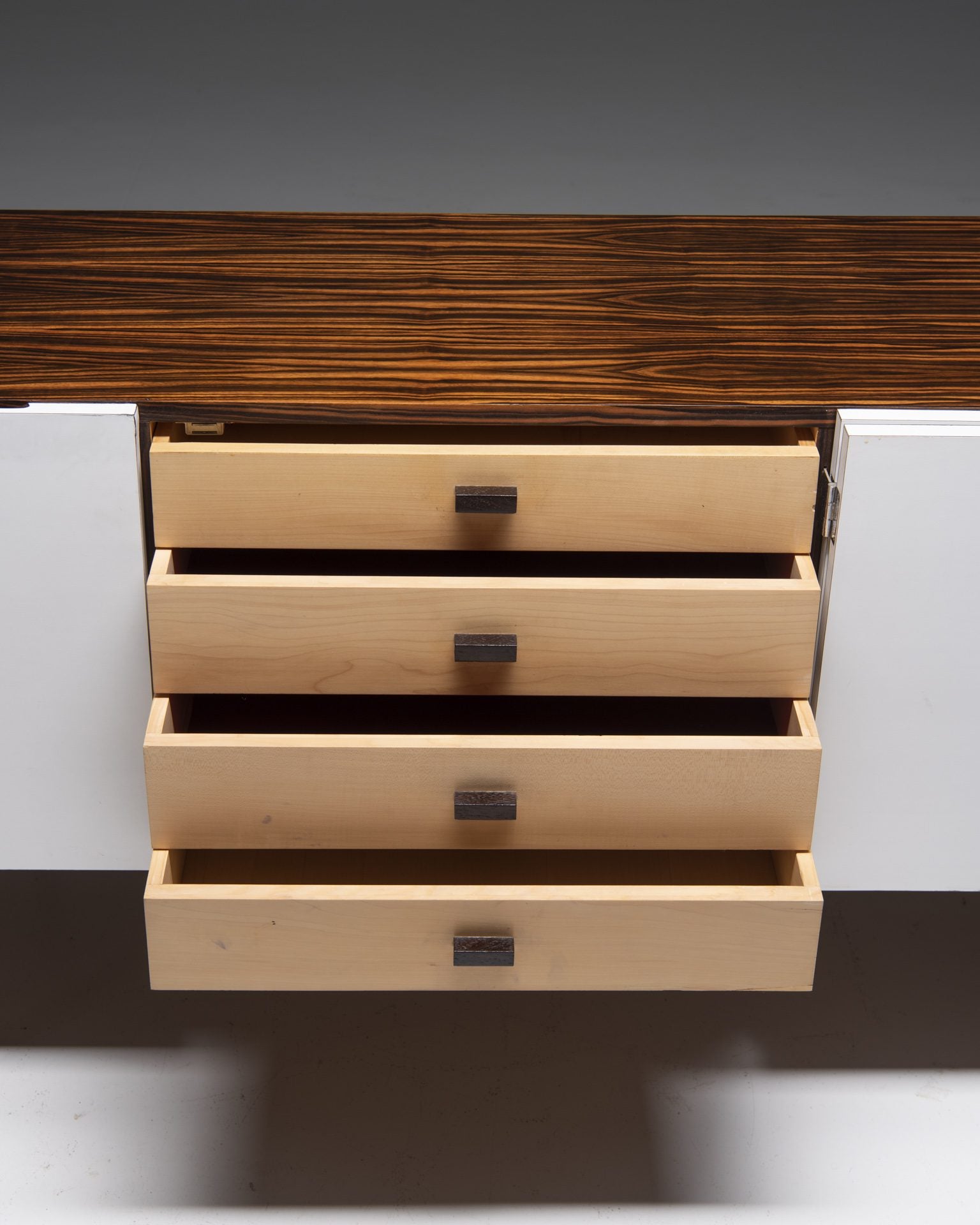 Sideboard in Zebrano veneer with White Doors, 1960’s