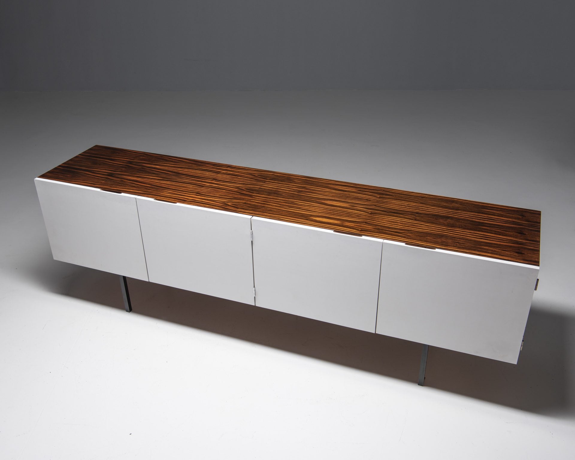 Sideboard in Zebrano veneer with White Doors, 1960’s