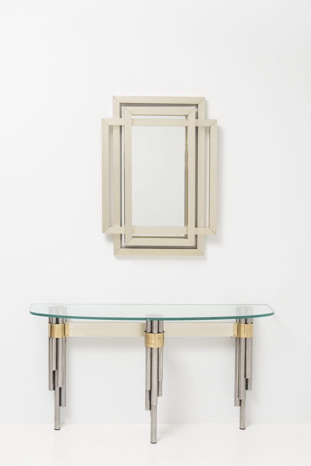 Philippe Jean Sculptural mirror in brass, 1970s