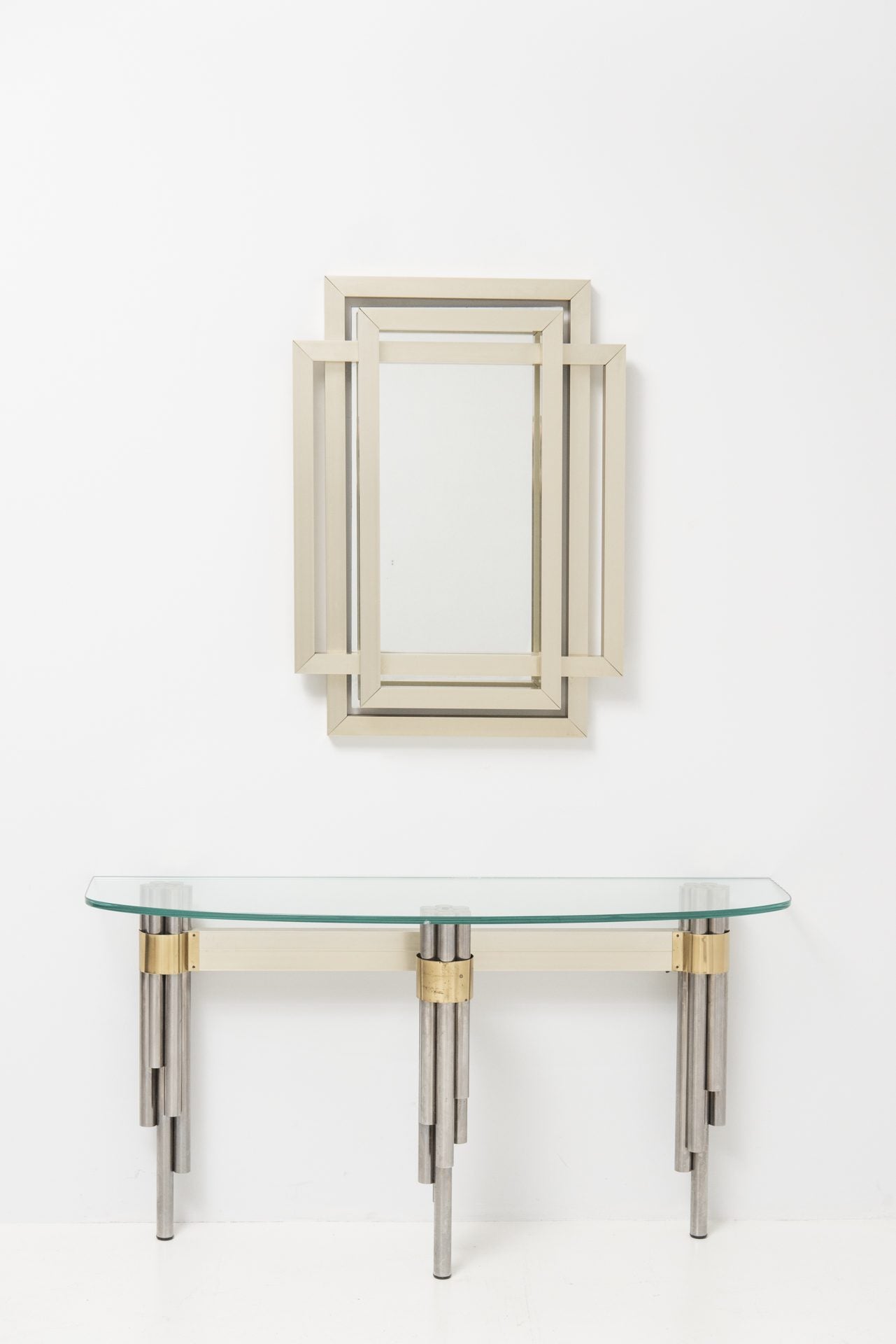 Philippe Jean Sculptural mirror in brass, 1970s