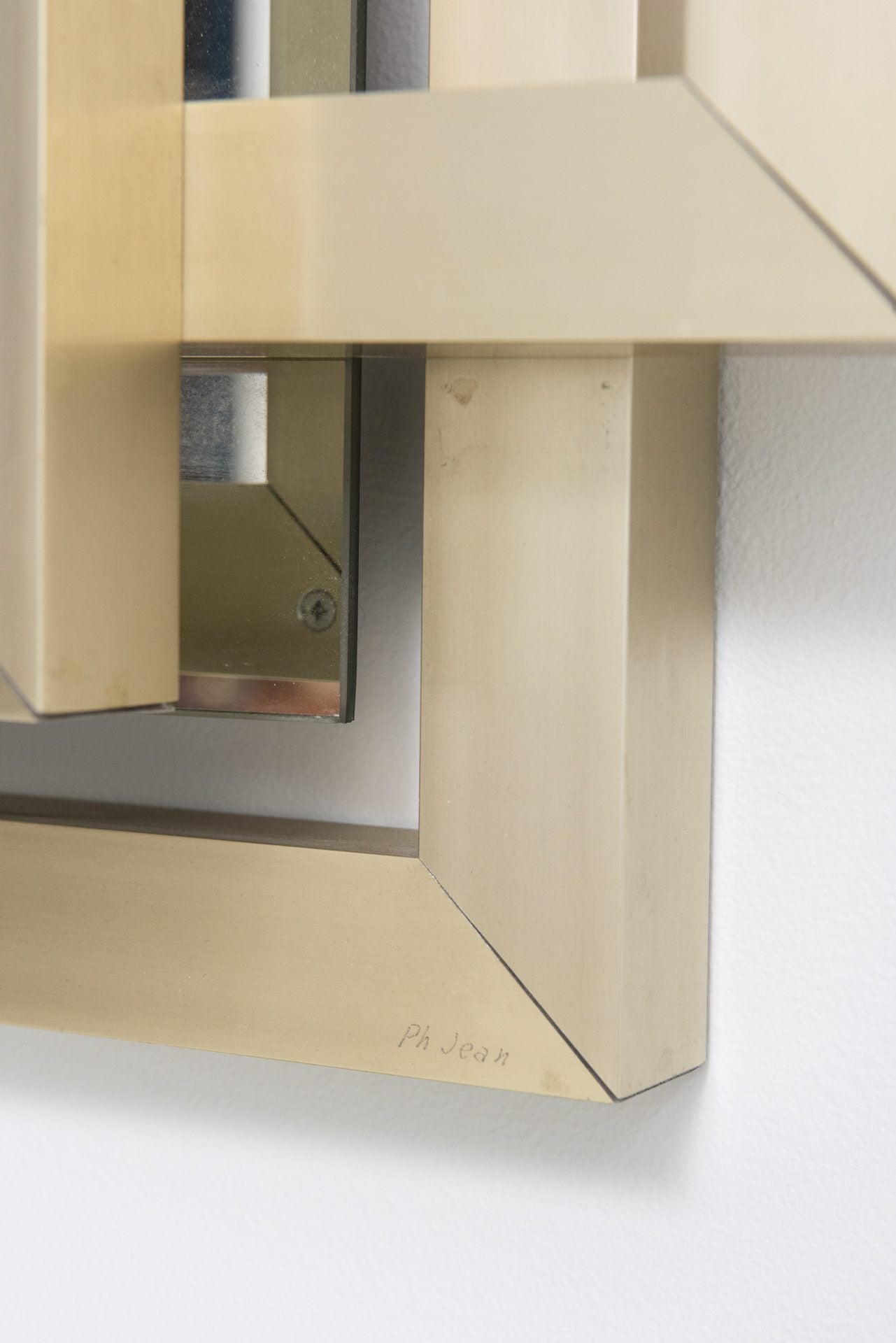 Philippe Jean Sculptural mirror in brass, 1970s
