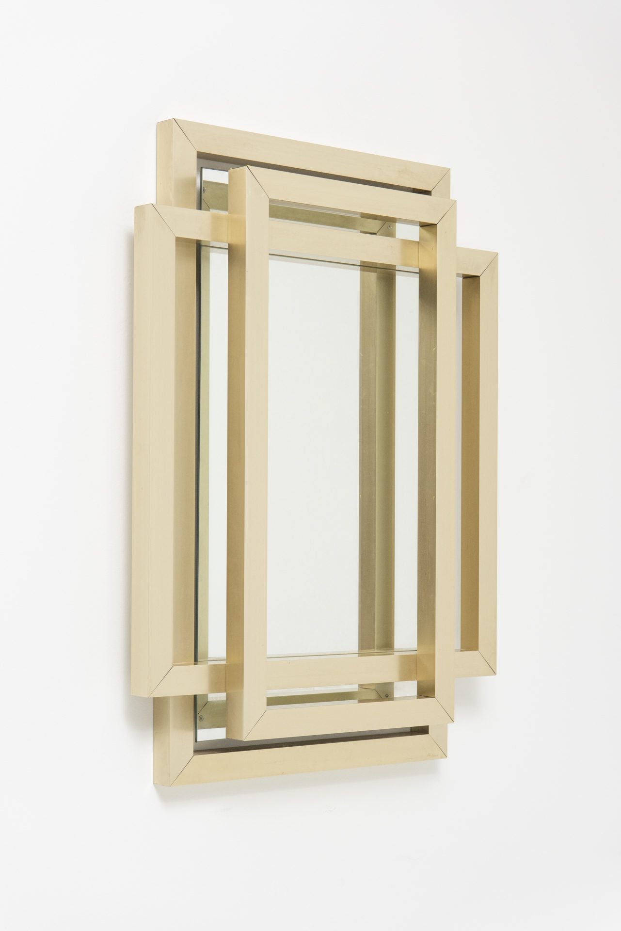 Philippe Jean Sculptural mirror in brass, 1970s