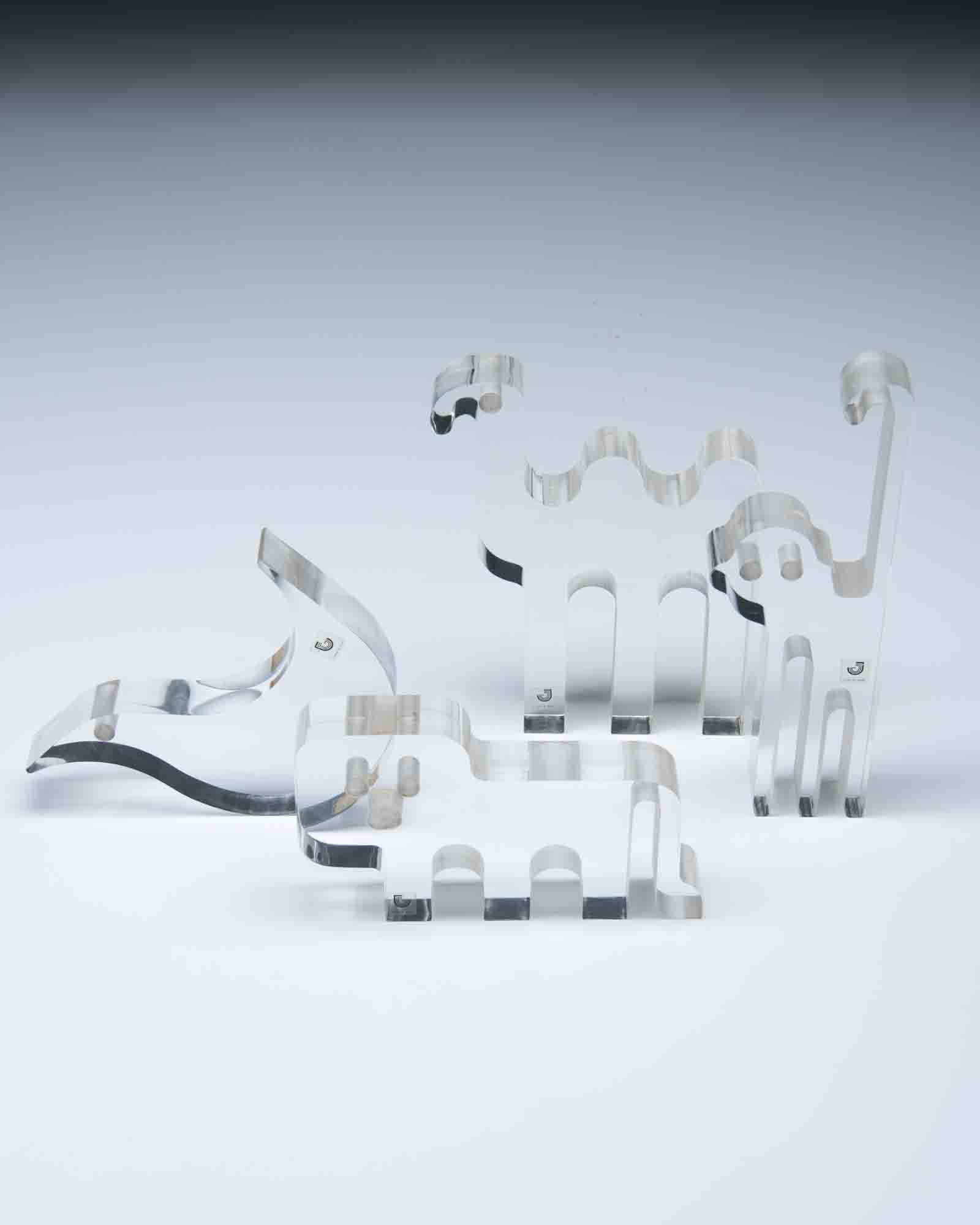 Silvio Russo Set of Sculptures in Lucite