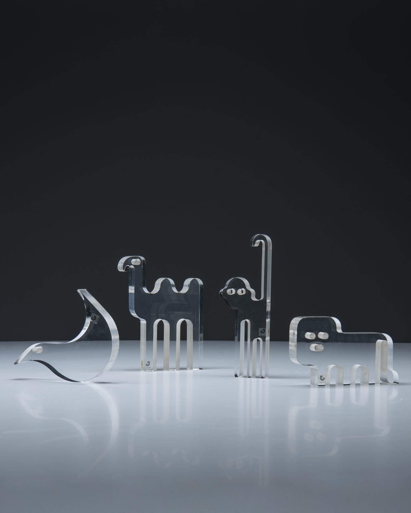 Silvio Russo Set of Sculptures in Lucite