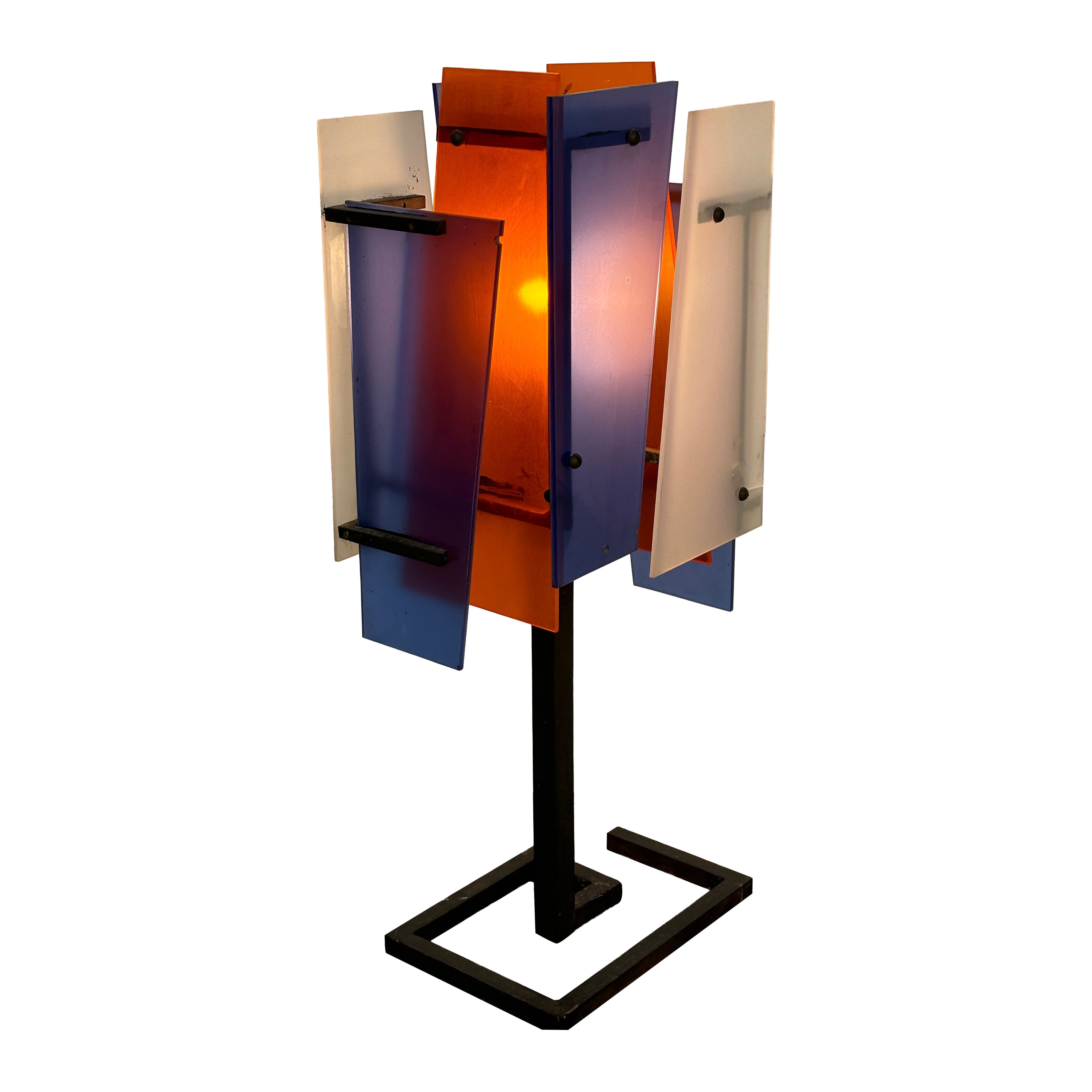 Nice french lamp in métal and plexiglas in the taste of Jean Boris Lacroix