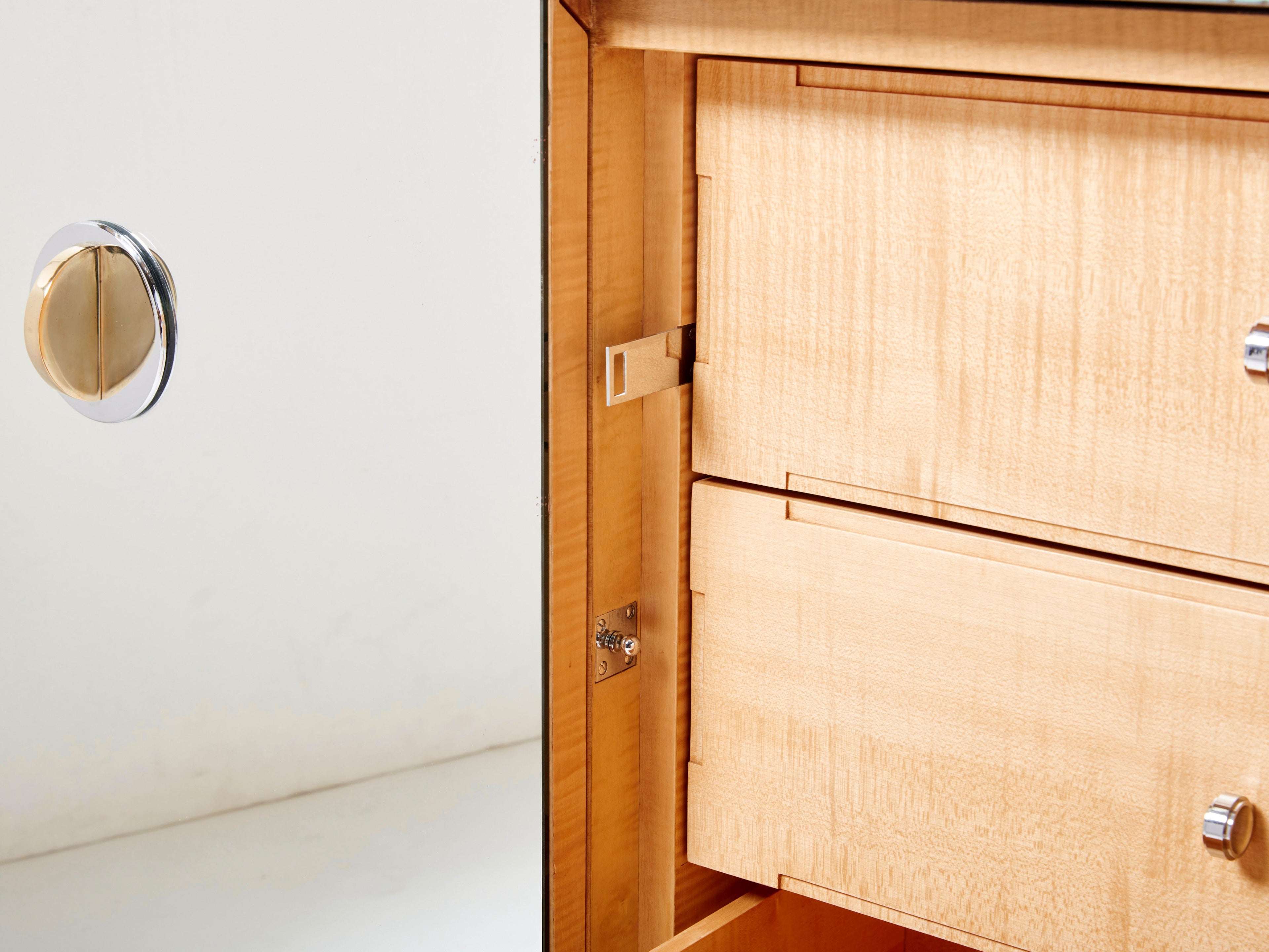 Adnet style mirrored macassar sycamore sideboard Alberto Pinto 1990