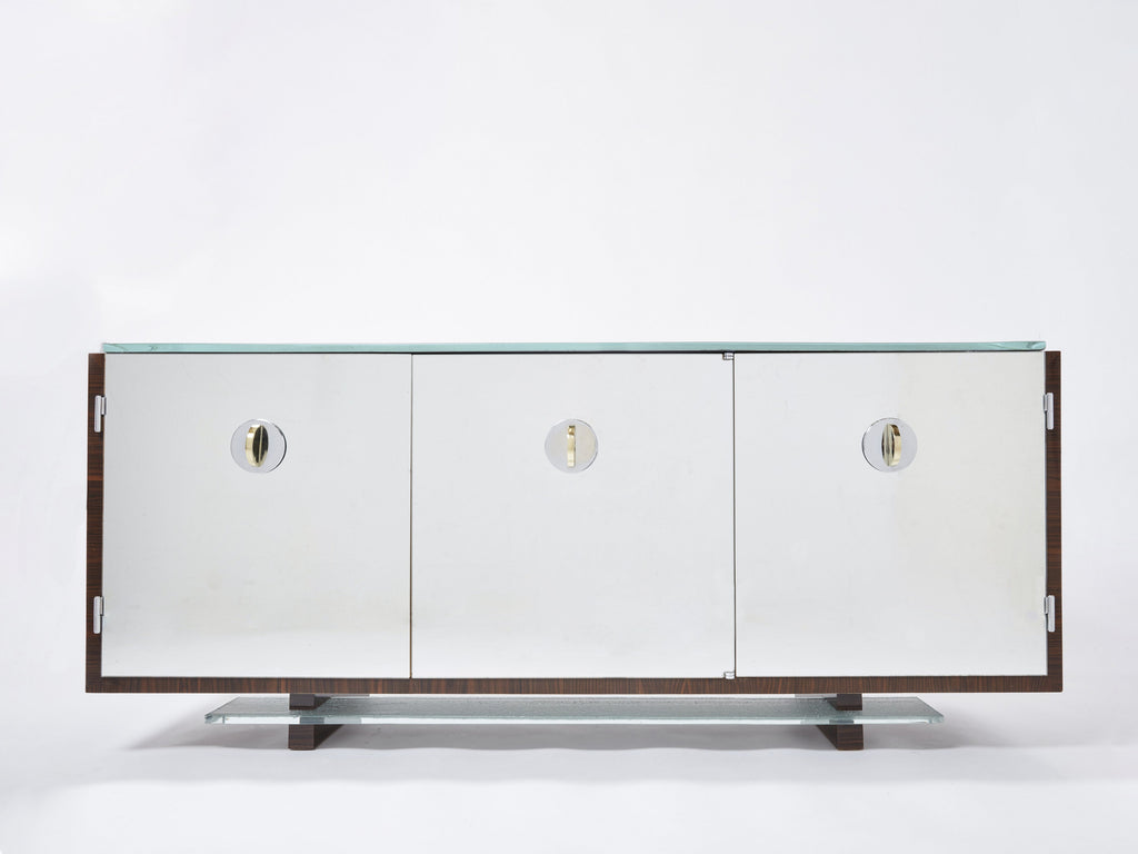 Adnet style mirrored macassar sycamore sideboard Alberto Pinto 1990 ...