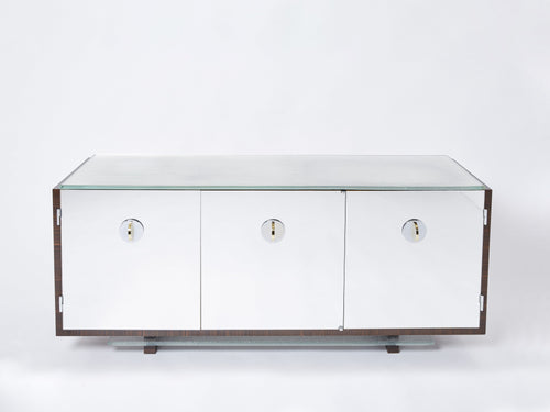 Adnet style mirrored macassar sycamore sideboard Alberto Pinto 1990