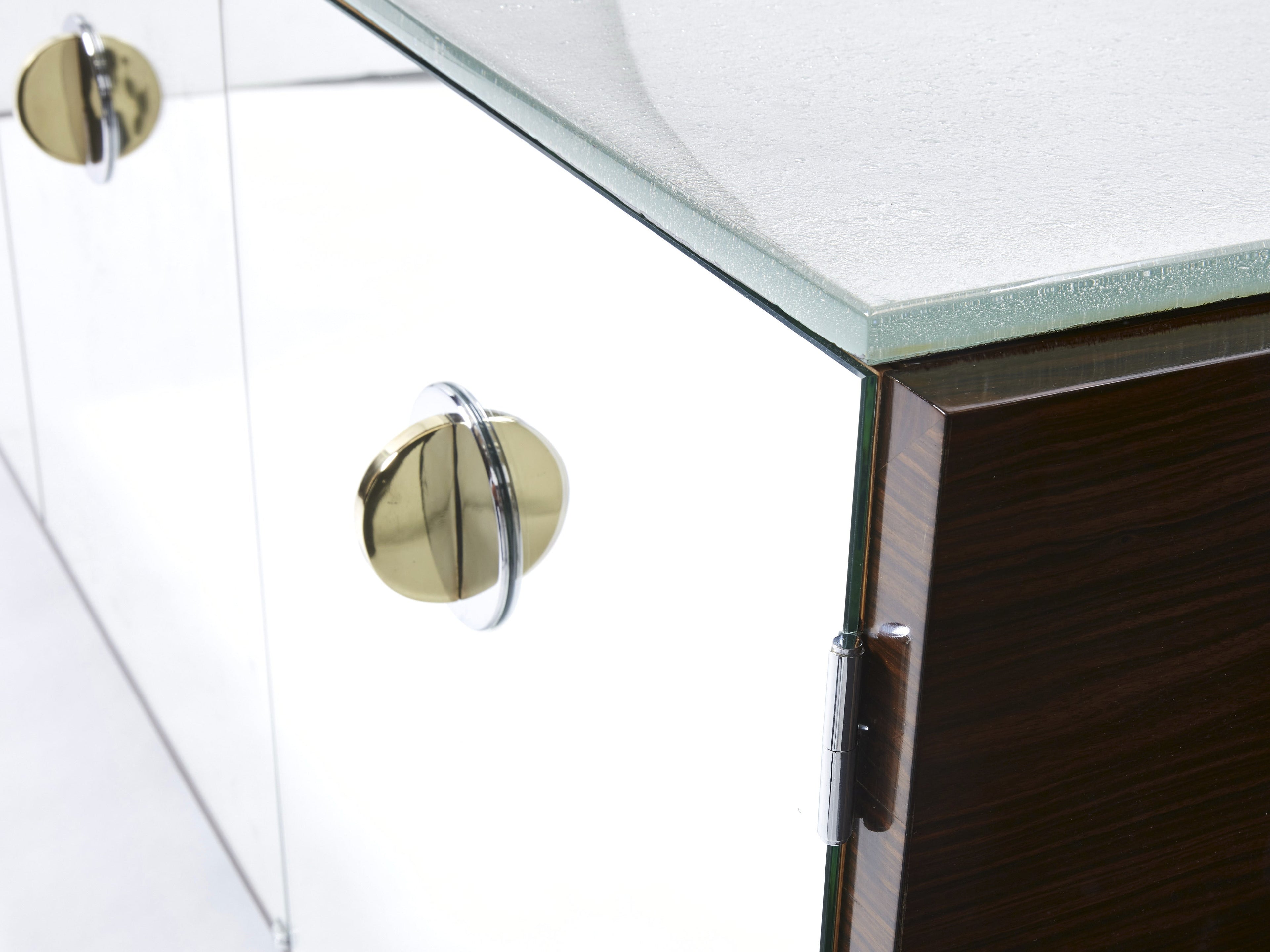 Adnet style mirrored macassar sycamore sideboard Alberto Pinto 1990
