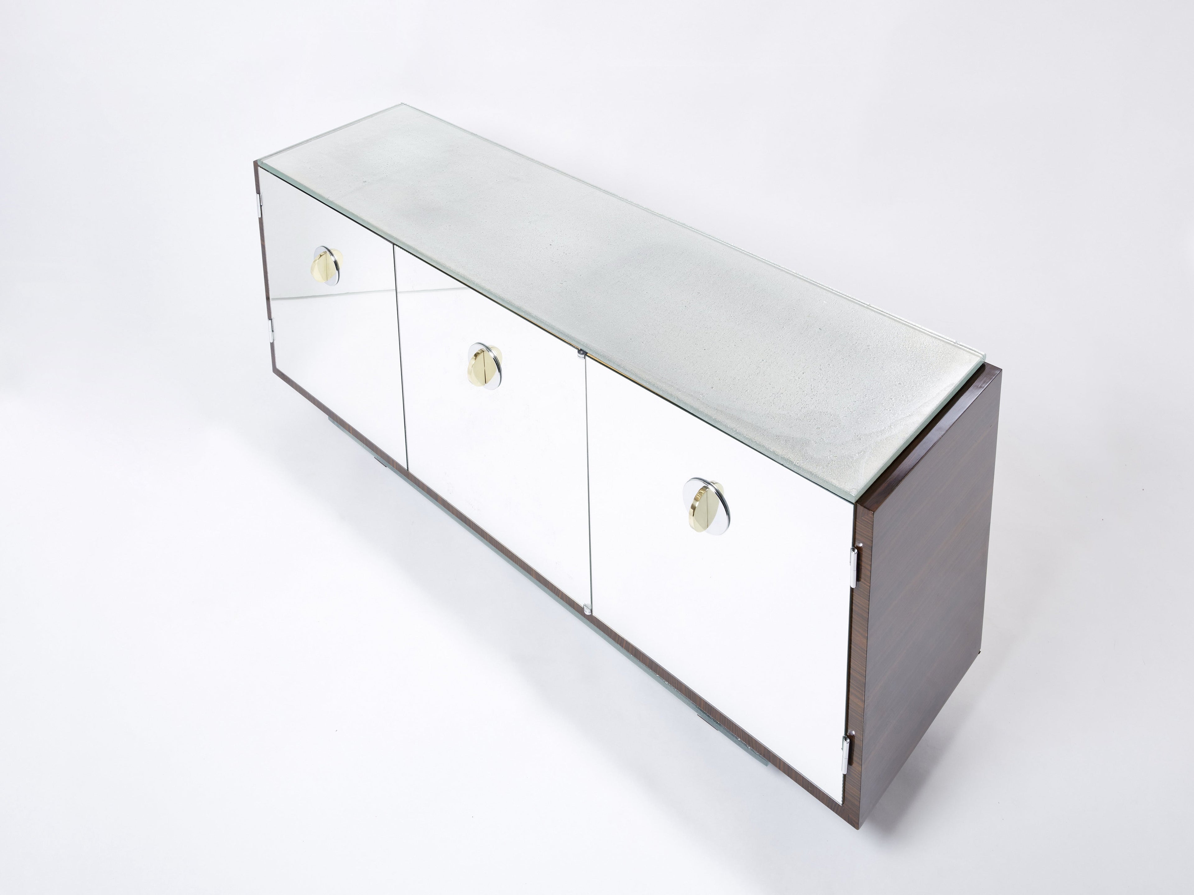 Adnet style mirrored macassar sycamore sideboard Alberto Pinto 1990