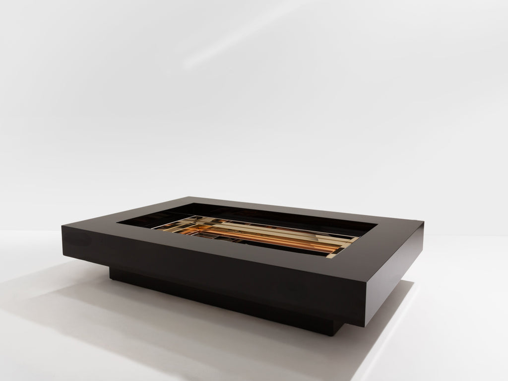 Alain Delon for Maison Jansen brass chrome lacquered coffee table 1972