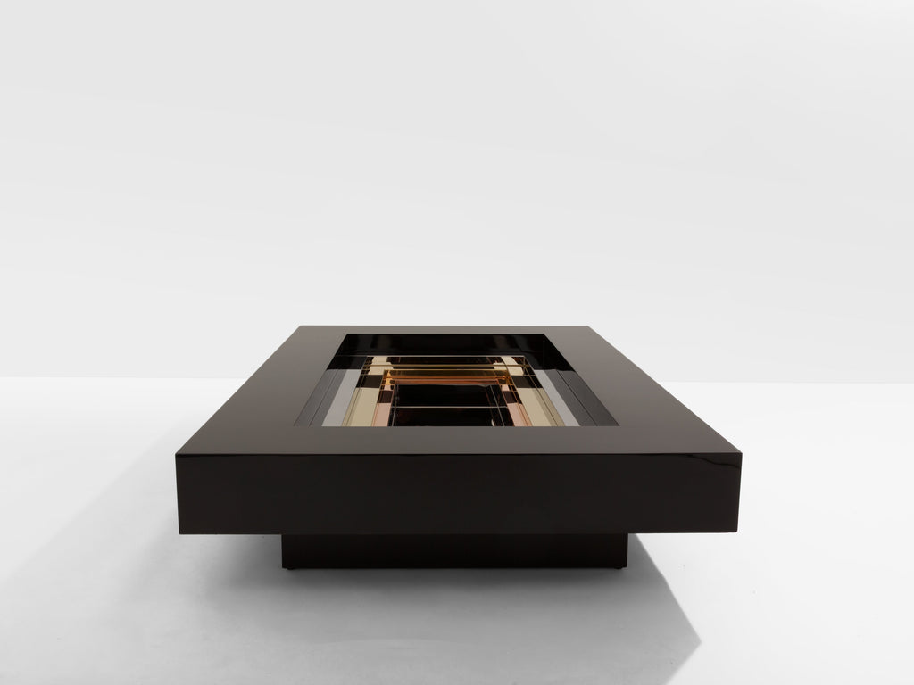 Alain Delon for Maison Jansen brass chrome lacquered coffee table 1972