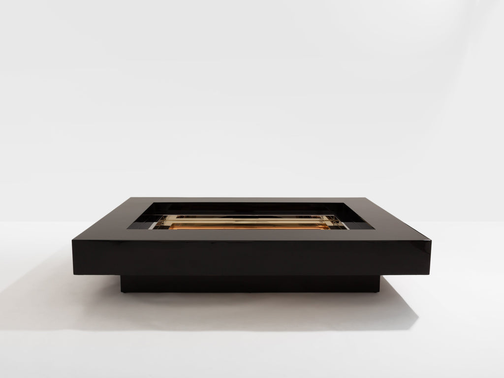 Alain Delon for Maison Jansen brass chrome lacquered coffee table 1972