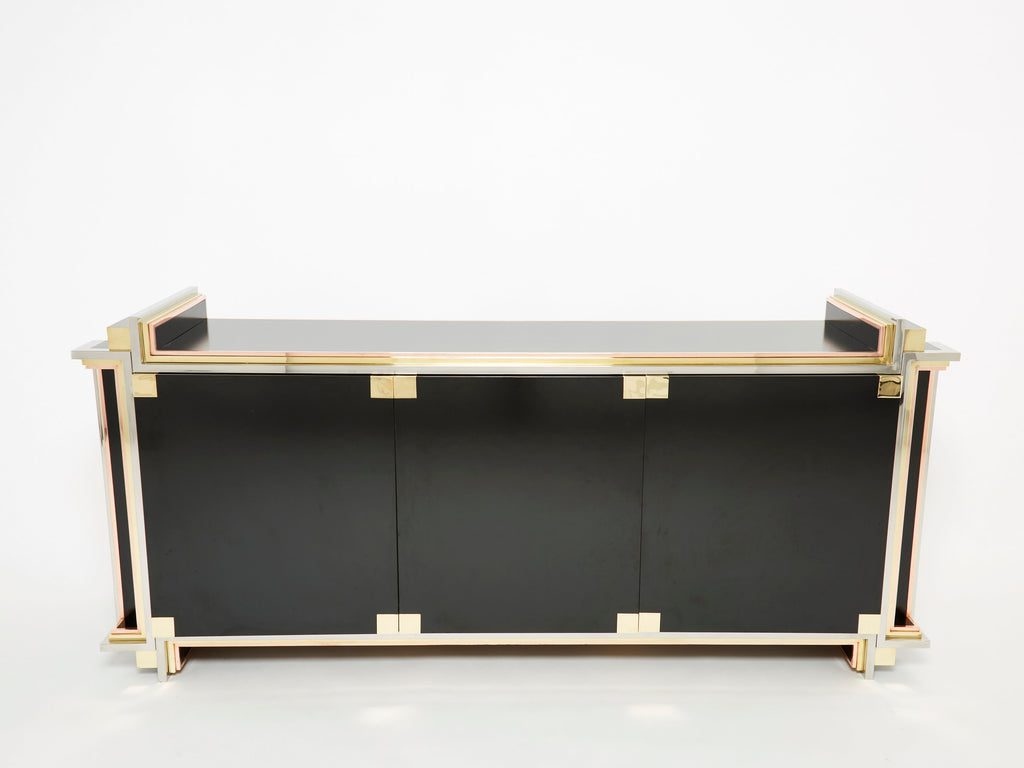 Alain Delon for Maison Jansen sideboard brass black lacquered 1972