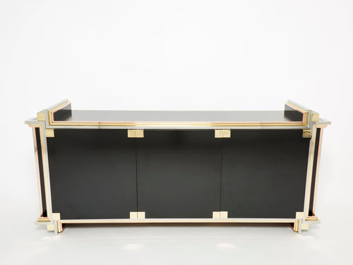 Alain Delon for Maison Jansen sideboard brass black lacquered 1972