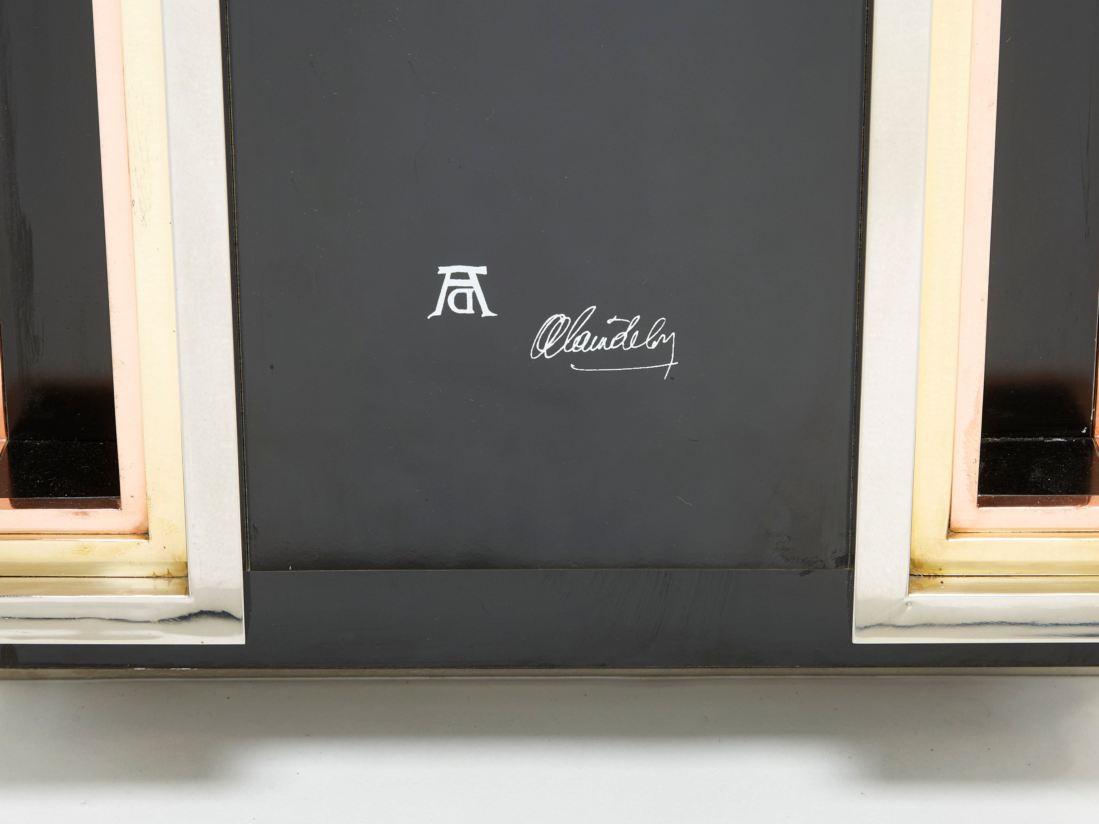 Alain Delon for Maison Jansen sideboard brass black lacquered 1972