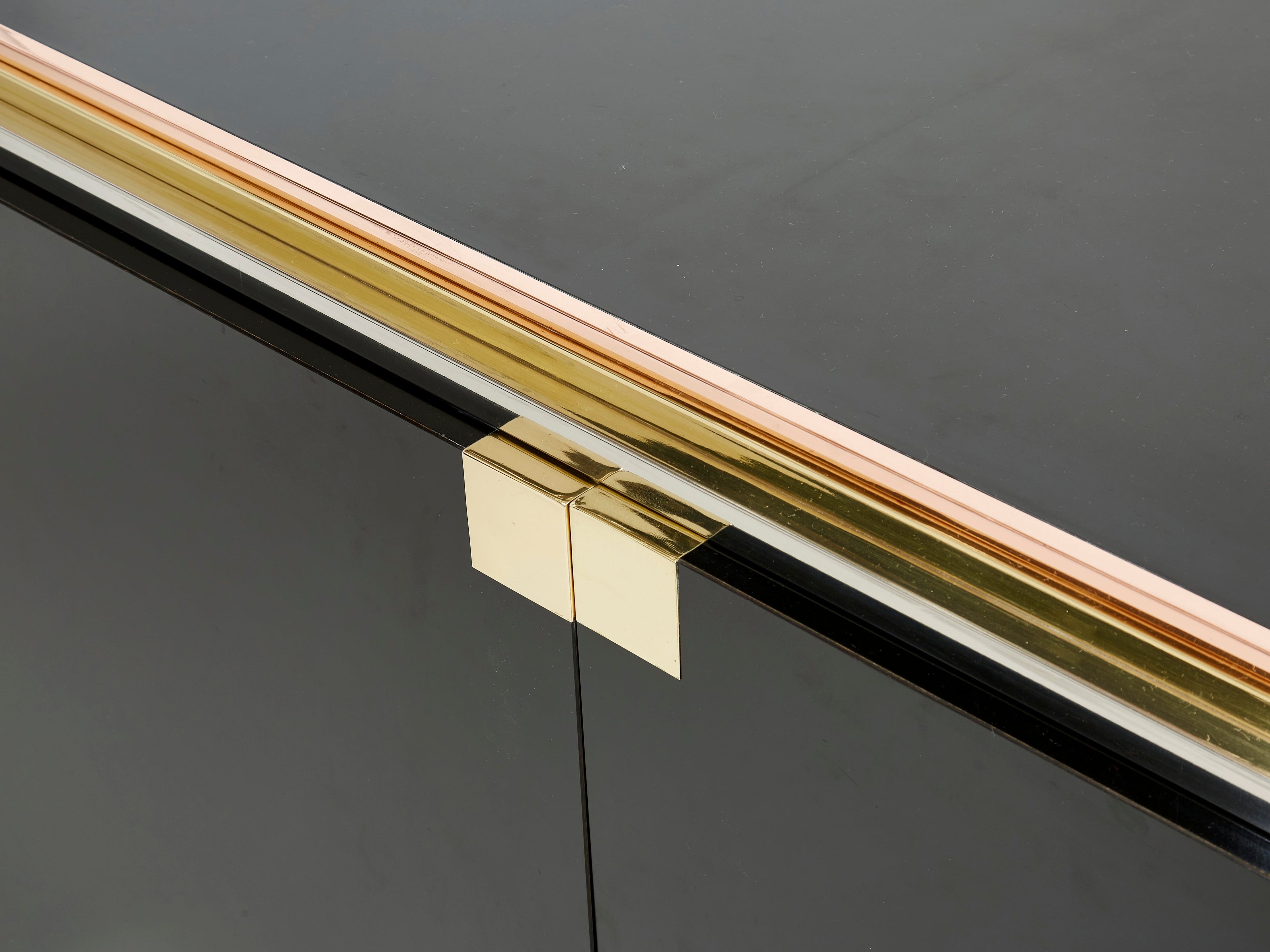 Alain Delon for Maison Jansen sideboard brass black lacquered 1972