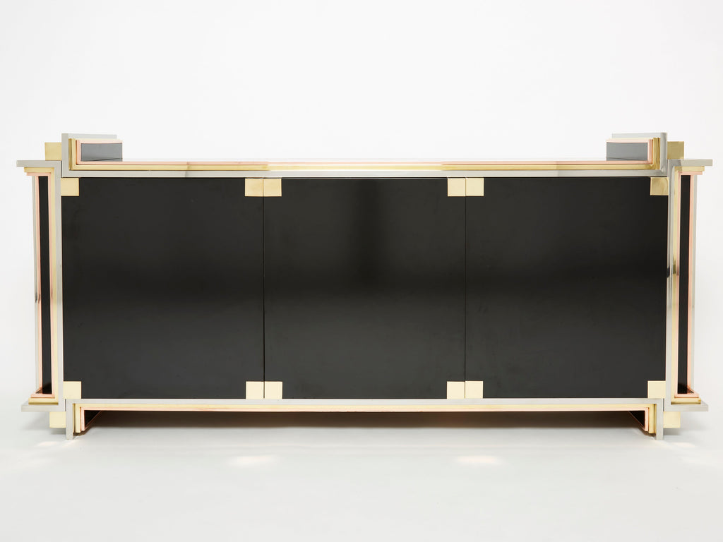 Alain Delon for Maison Jansen sideboard brass black lacquered 1972