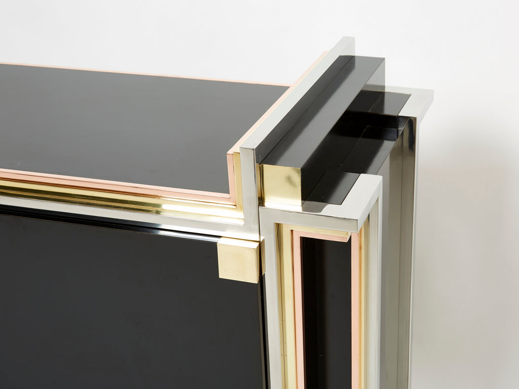 Alain Delon for Maison Jansen sideboard brass black lacquered 1972
