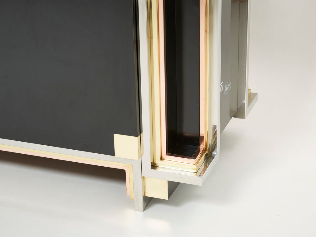 Alain Delon for Maison Jansen sideboard brass black lacquered 1972