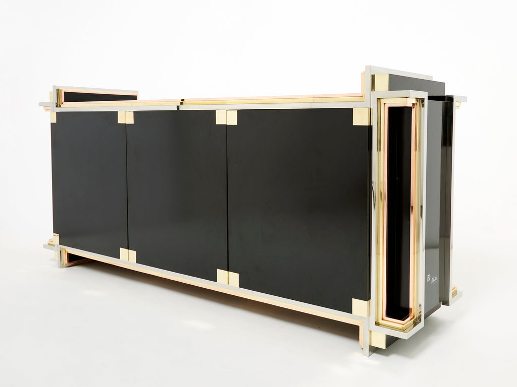 Alain Delon for Maison Jansen sideboard brass black lacquered 1972