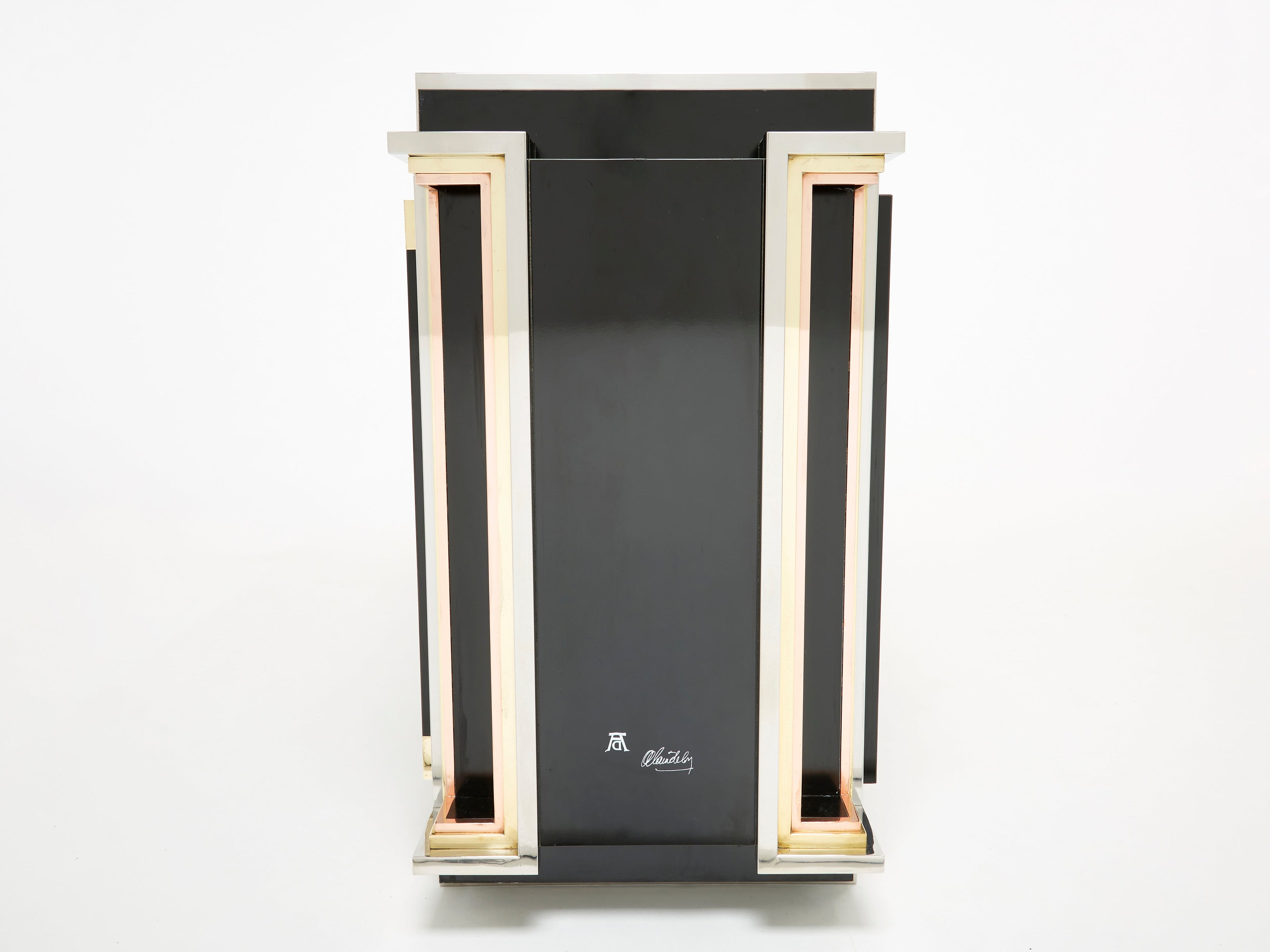 Alain Delon for Maison Jansen sideboard brass black lacquered 1972