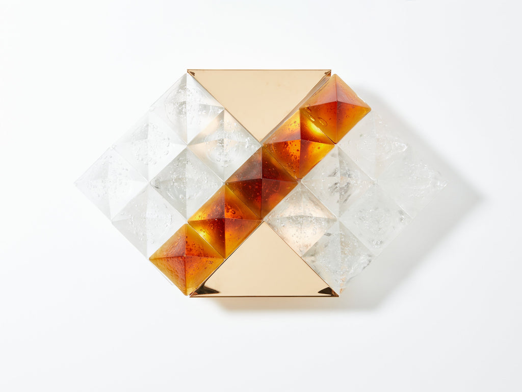 Albano Poli for Poliarte two-tone glass and brass wall lights 1970