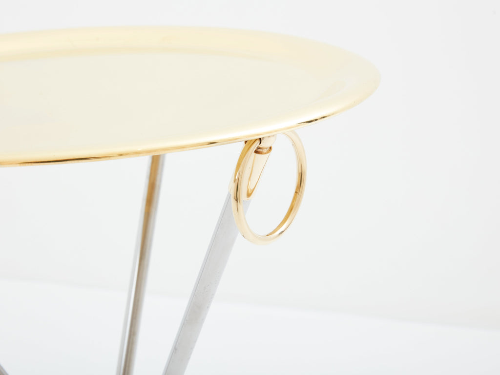 Alberto Orlandi brass steel gueridon serving tray table 1970s
