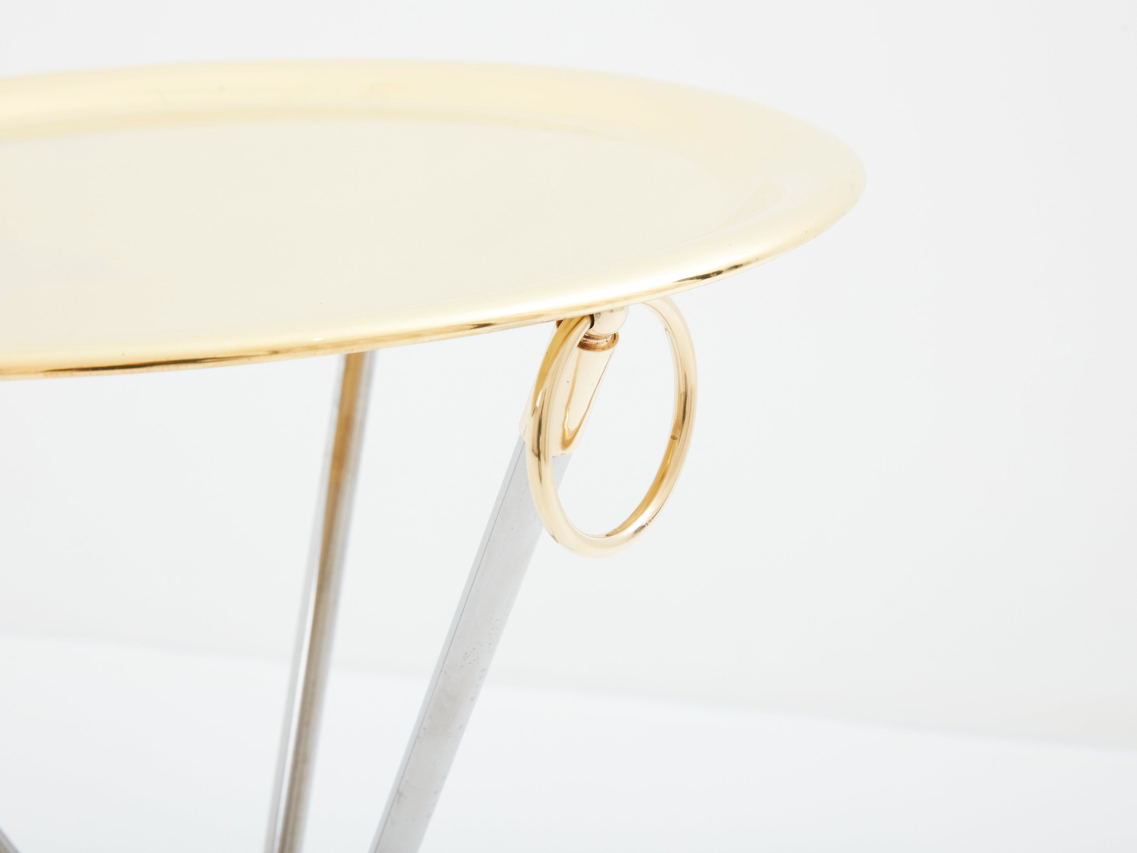 Alberto Orlandi brass steel gueridon serving tray table 1970s