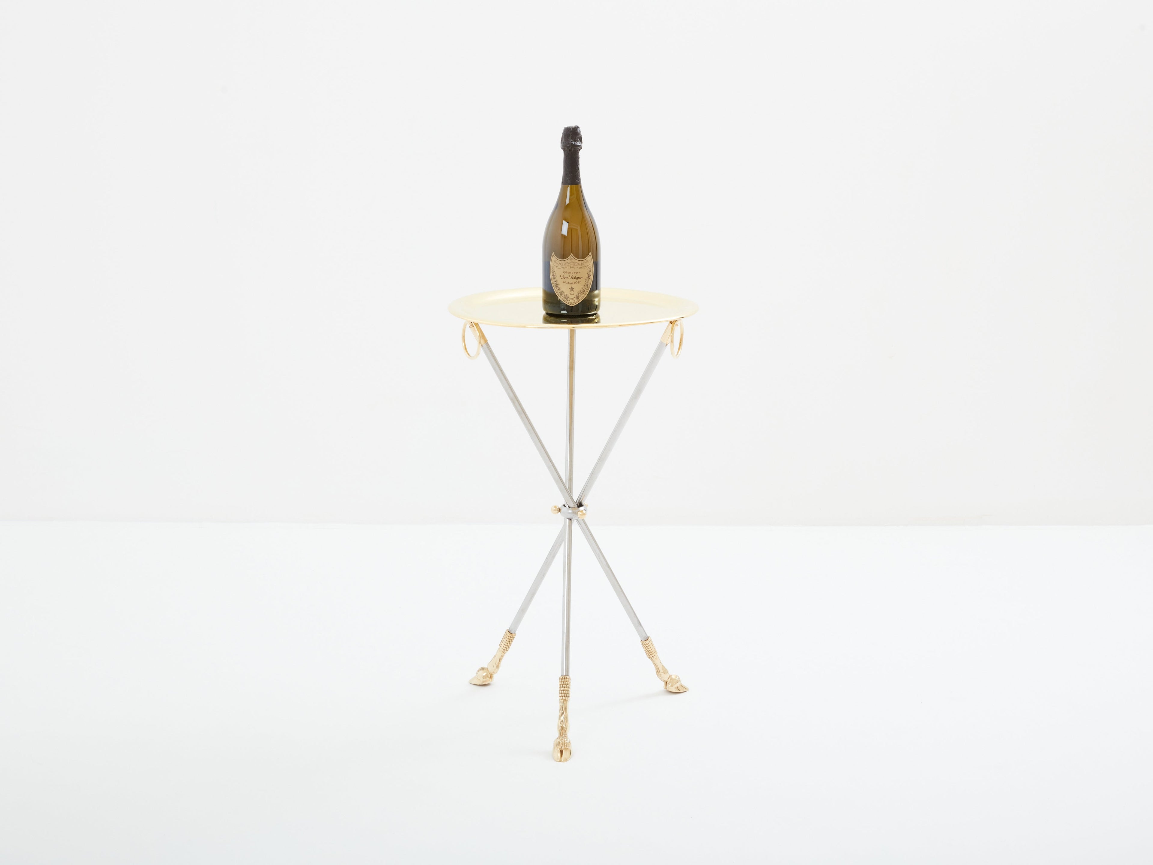 Alberto Orlandi brass steel gueridon serving tray table 1970s