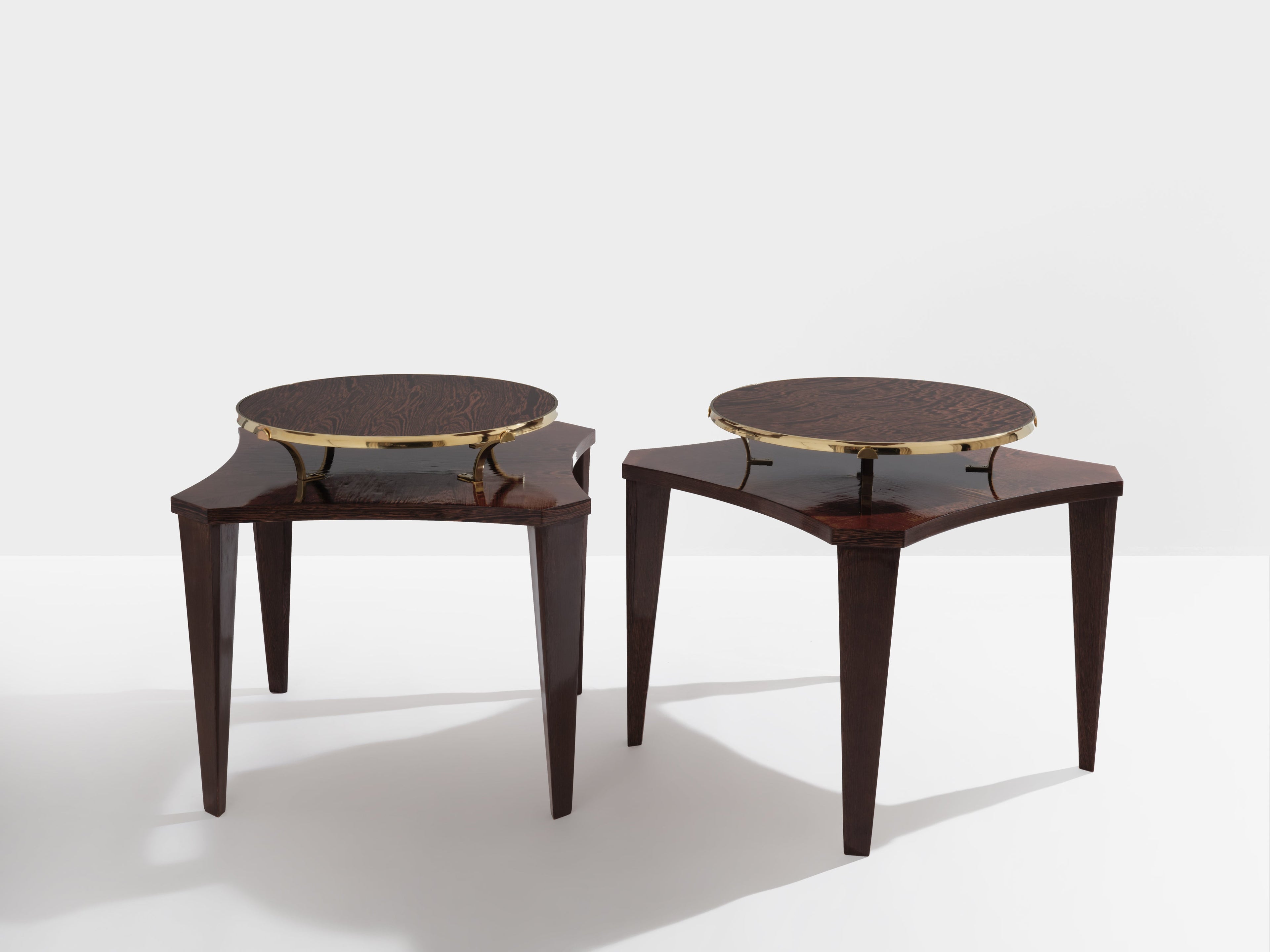 Alberto Pinto pair of wengé and brass side tables 1990s