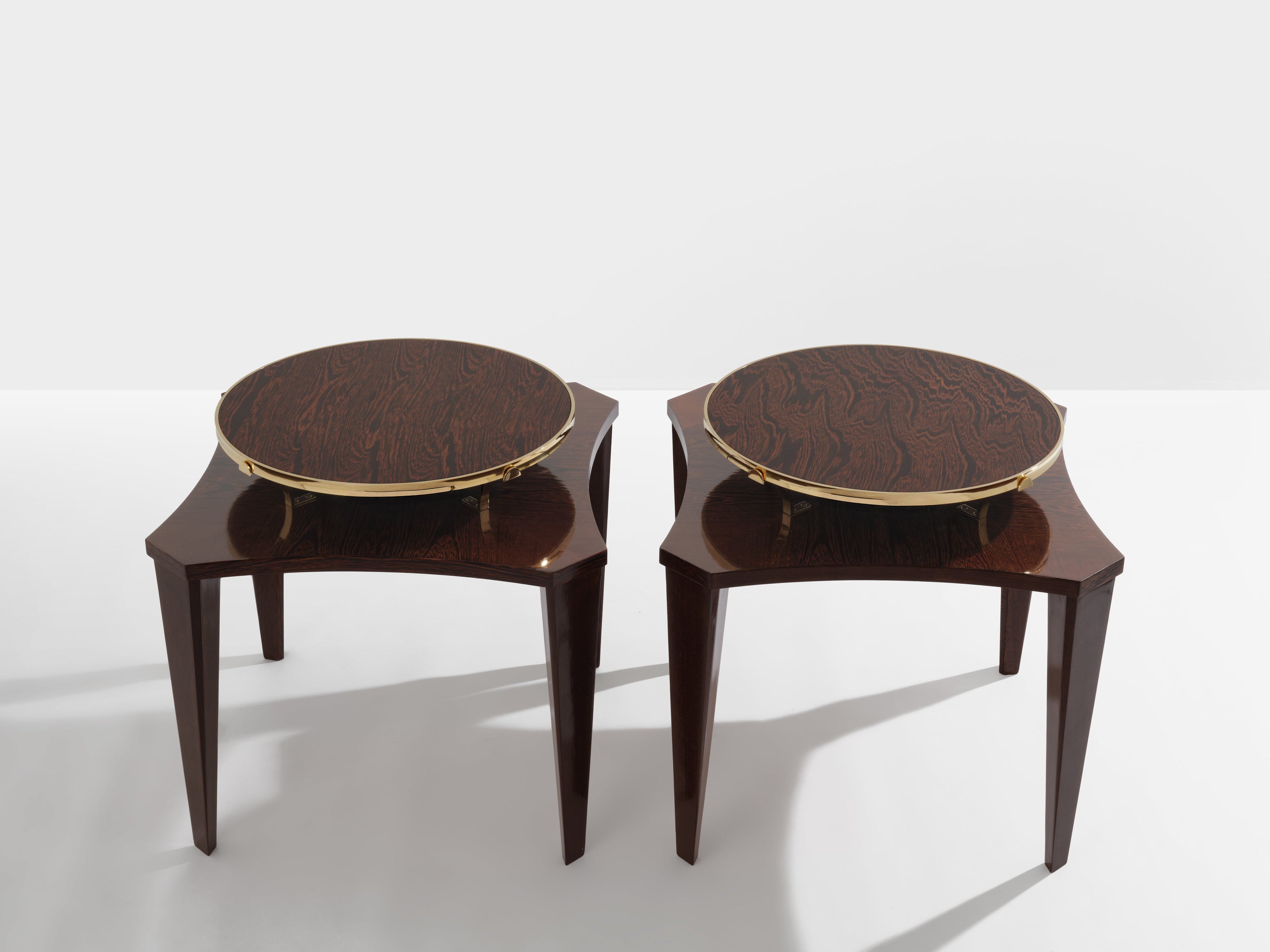 Alberto Pinto pair of wengé and brass side tables 1990s