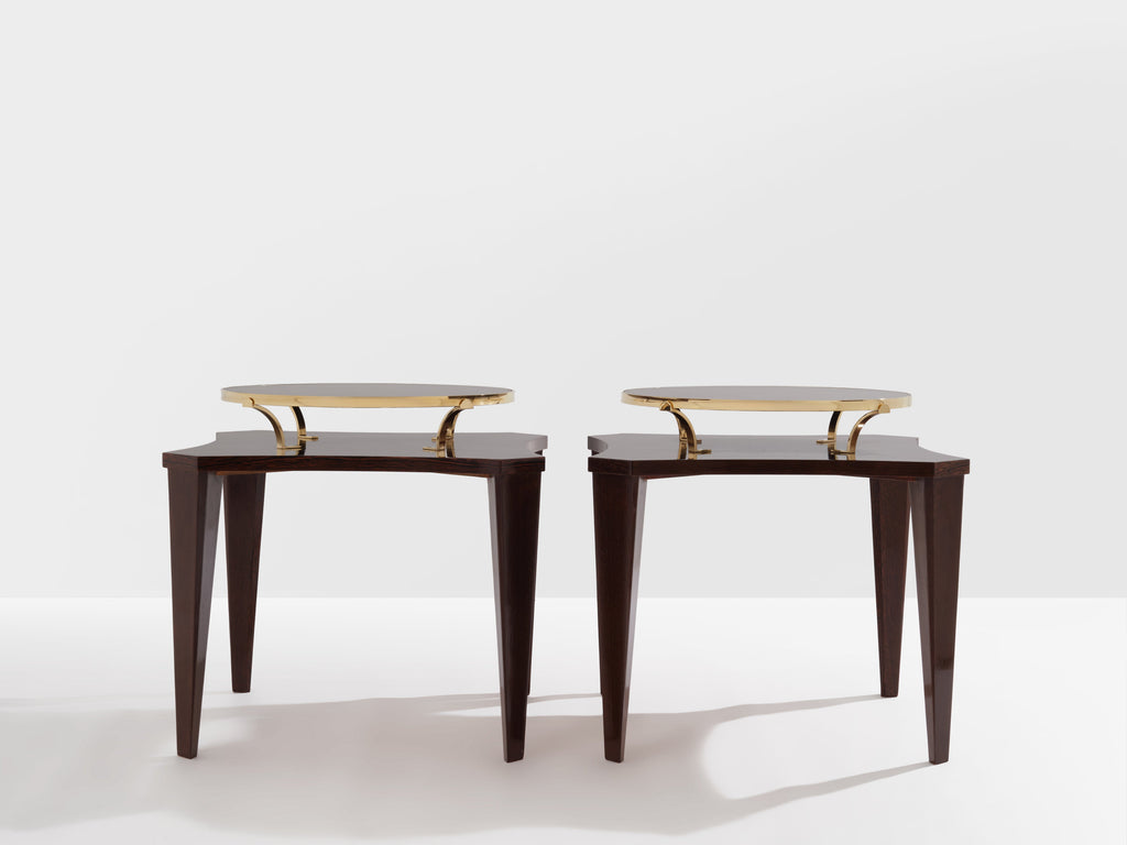 Alberto Pinto pair of wengé and brass side tables 1990s