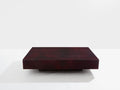 Burgundy red goatskin parchment coffee table by Aldo Tura 1960s
