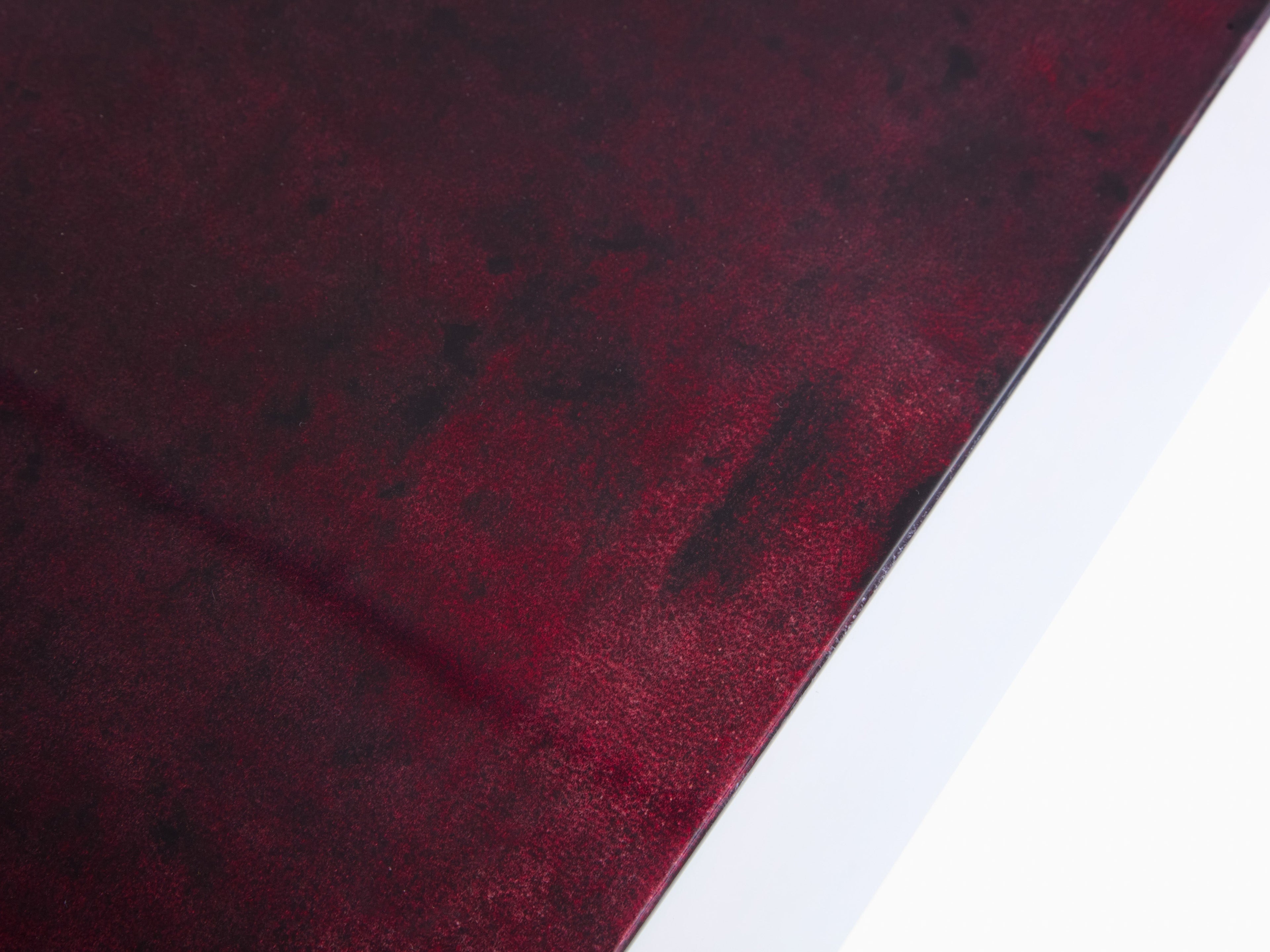 Burgundy red goatskin parchment coffee table by Aldo Tura 1960s