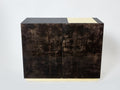 Aldo Tura brown goatskin parchment brass cabinet bar 1960s