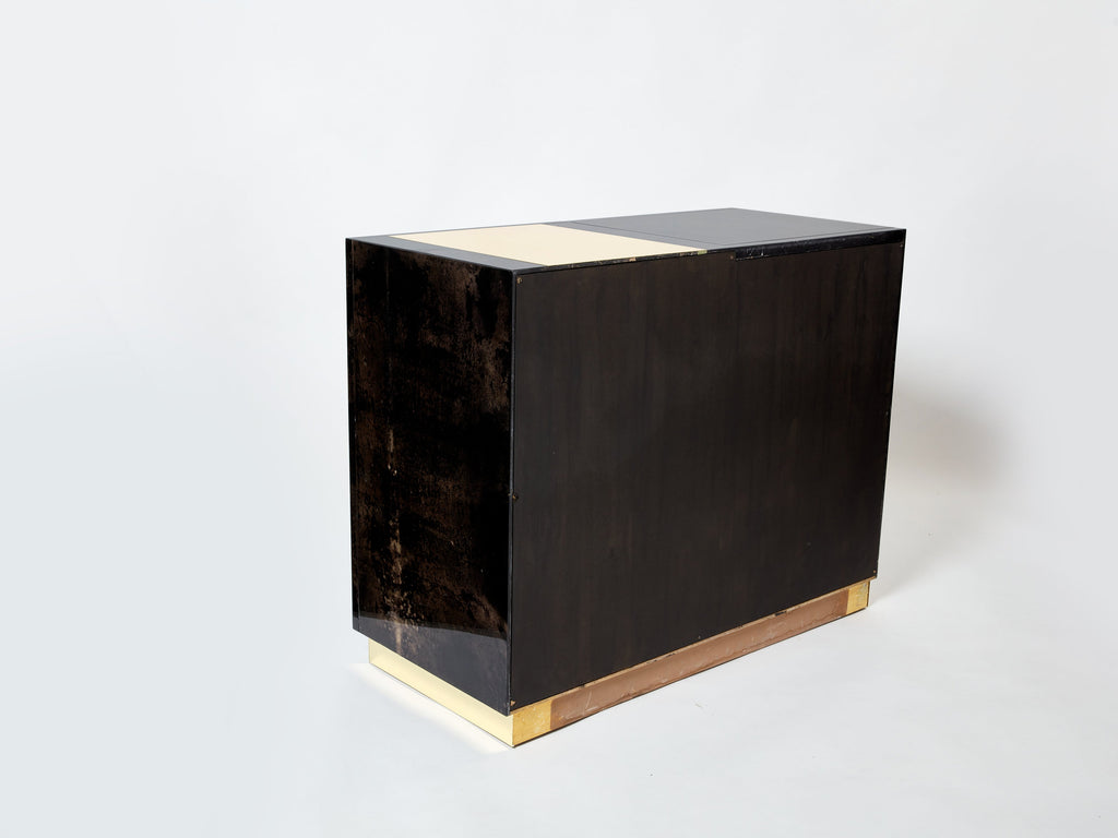 Aldo Tura brown goatskin parchment brass cabinet bar 1960s