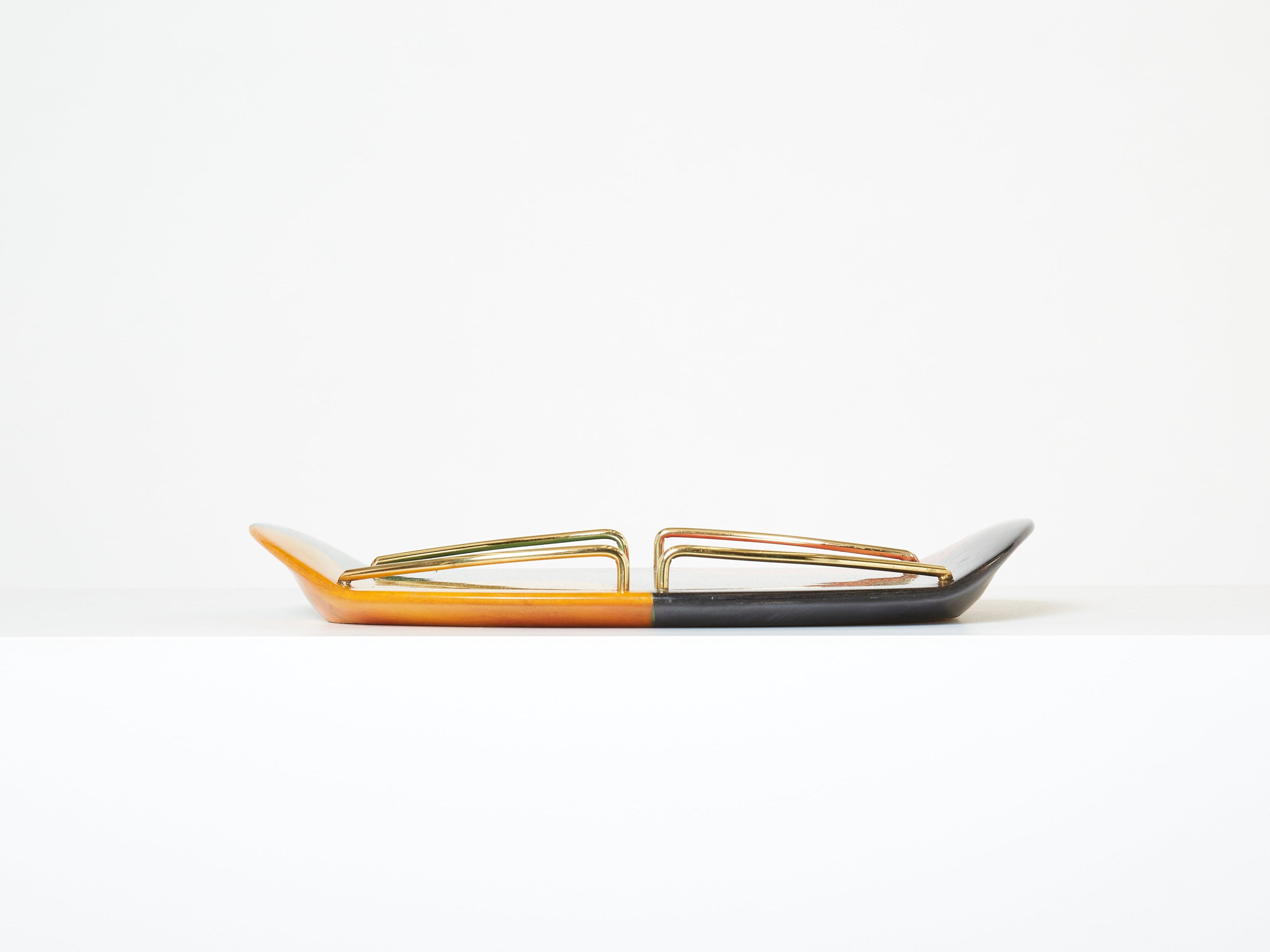 Aldo Tura goatskin and brass small serving tray for Macabo Milano 1960