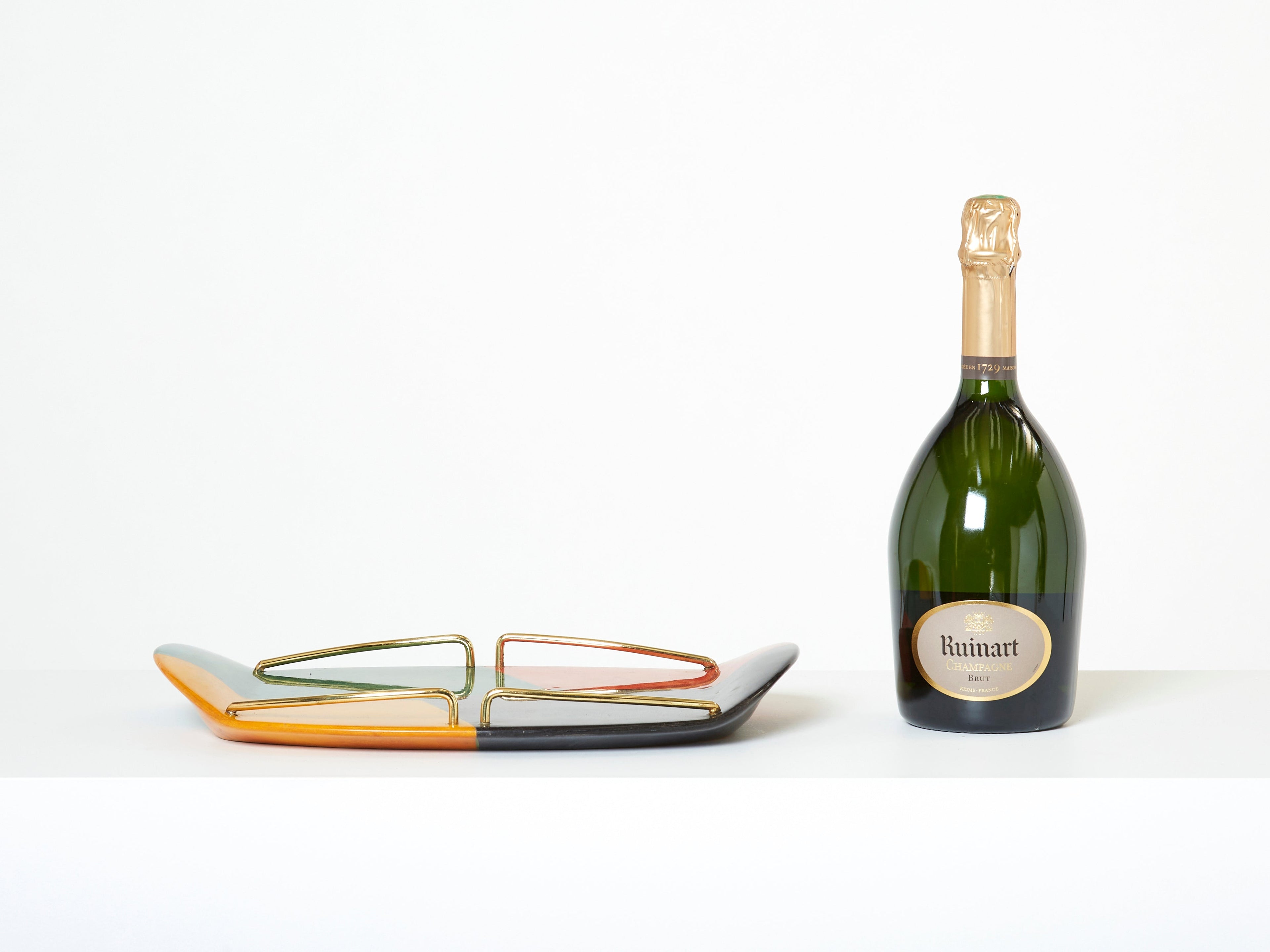 Aldo Tura goatskin and brass small serving tray for Macabo Milano 1960