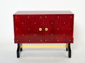 Aldo Tura red goatskin parchment brass cabinet bar 1960s