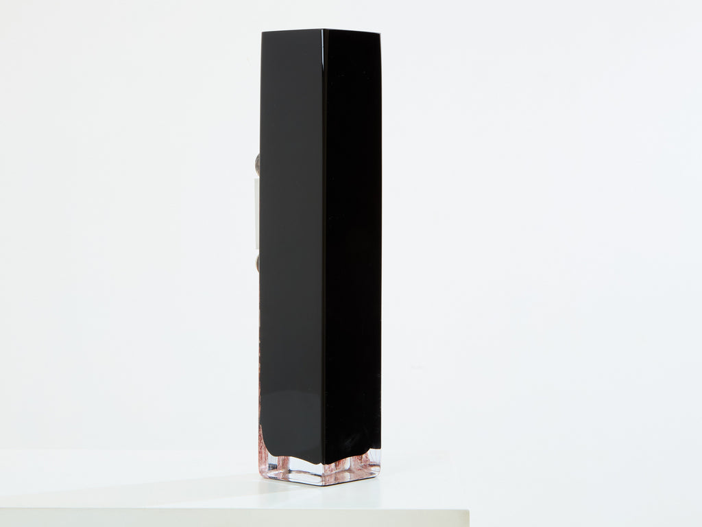 Anatole Riecke French Art Deco tall black opaline glass red vase 1938