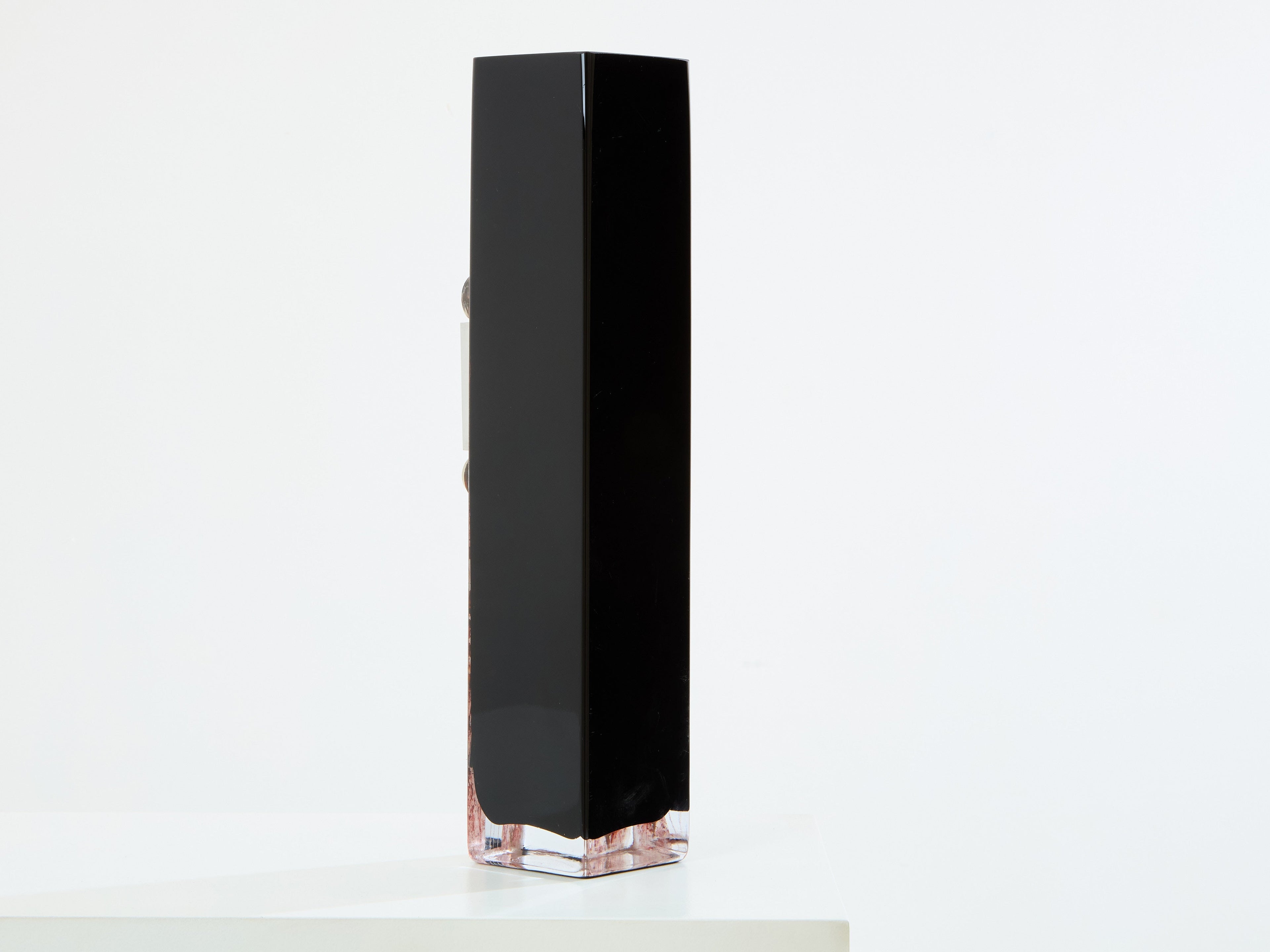Anatole Riecke French Art Deco tall black opaline glass red vase 1938