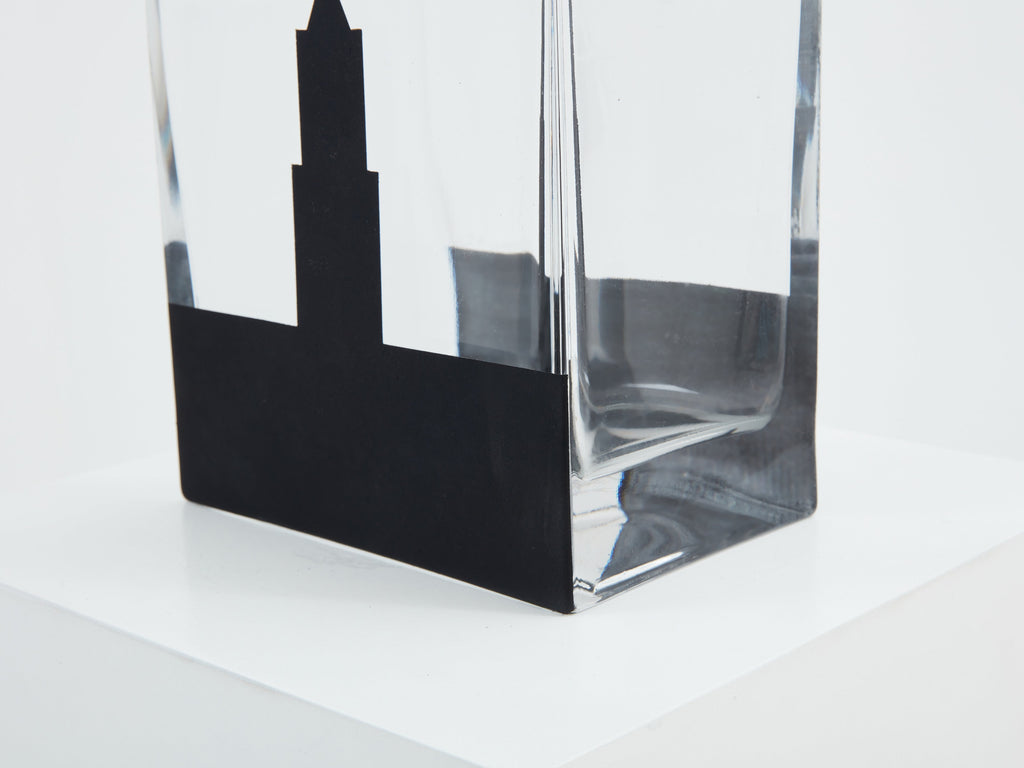 Anatole Riecke French Art Deco tall frosted glass vase 1932