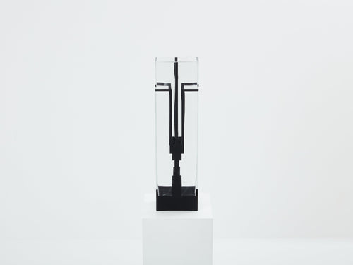 Anatole Riecke French Art Deco tall frosted glass vase 1932