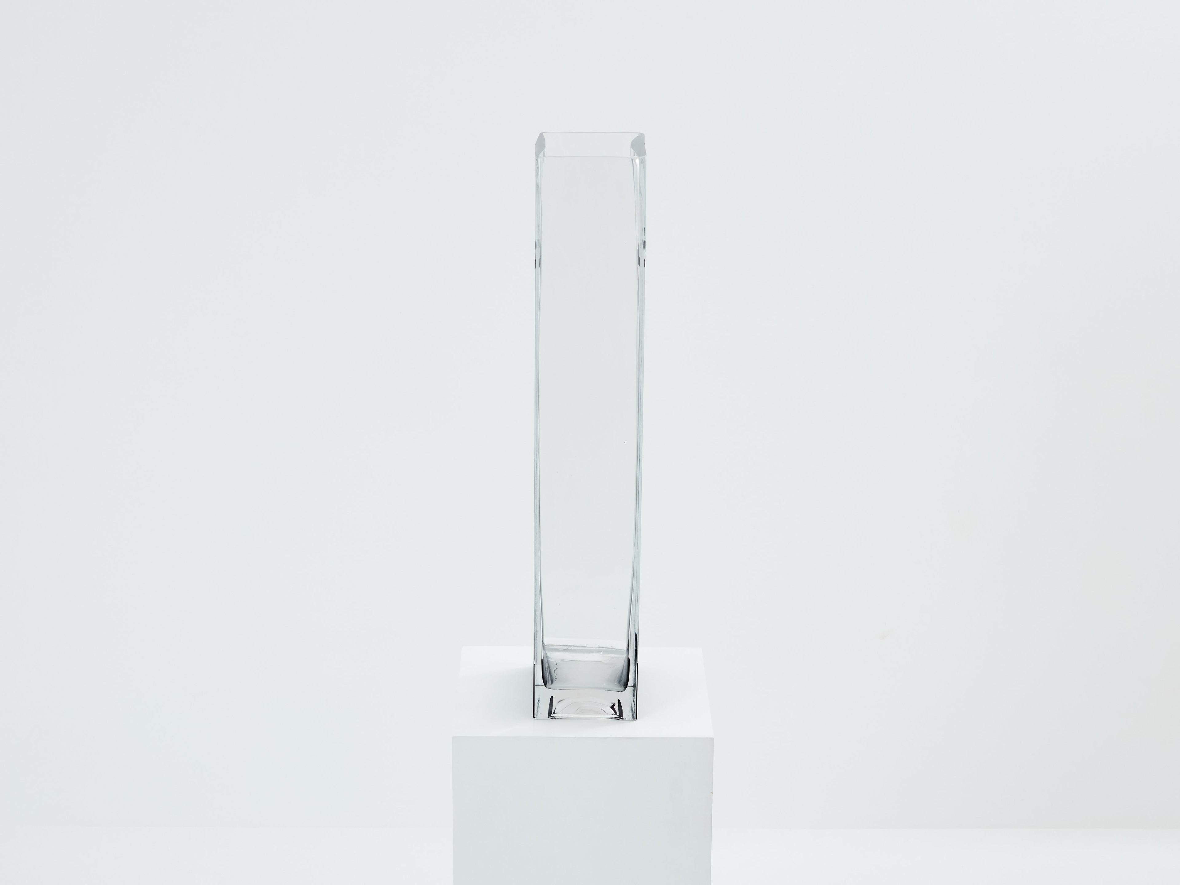 Anatole Riecke French Art Deco tall frosted glass vase 1932