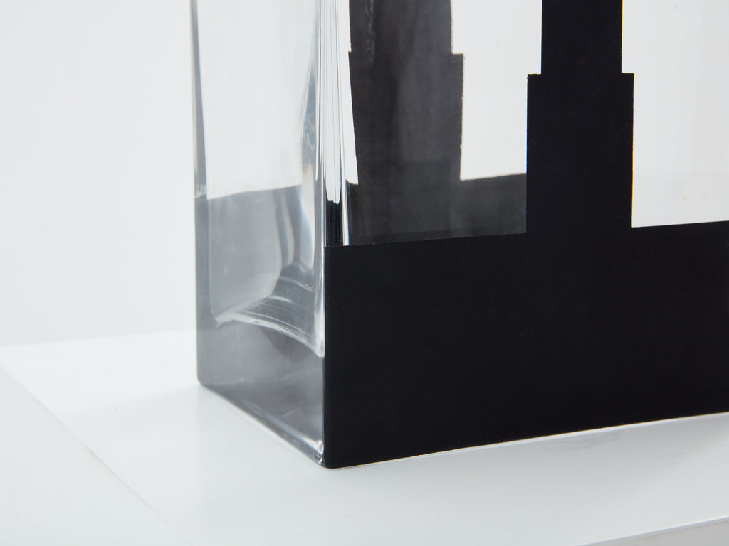 Anatole Riecke French Art Deco tall frosted glass vase 1932
