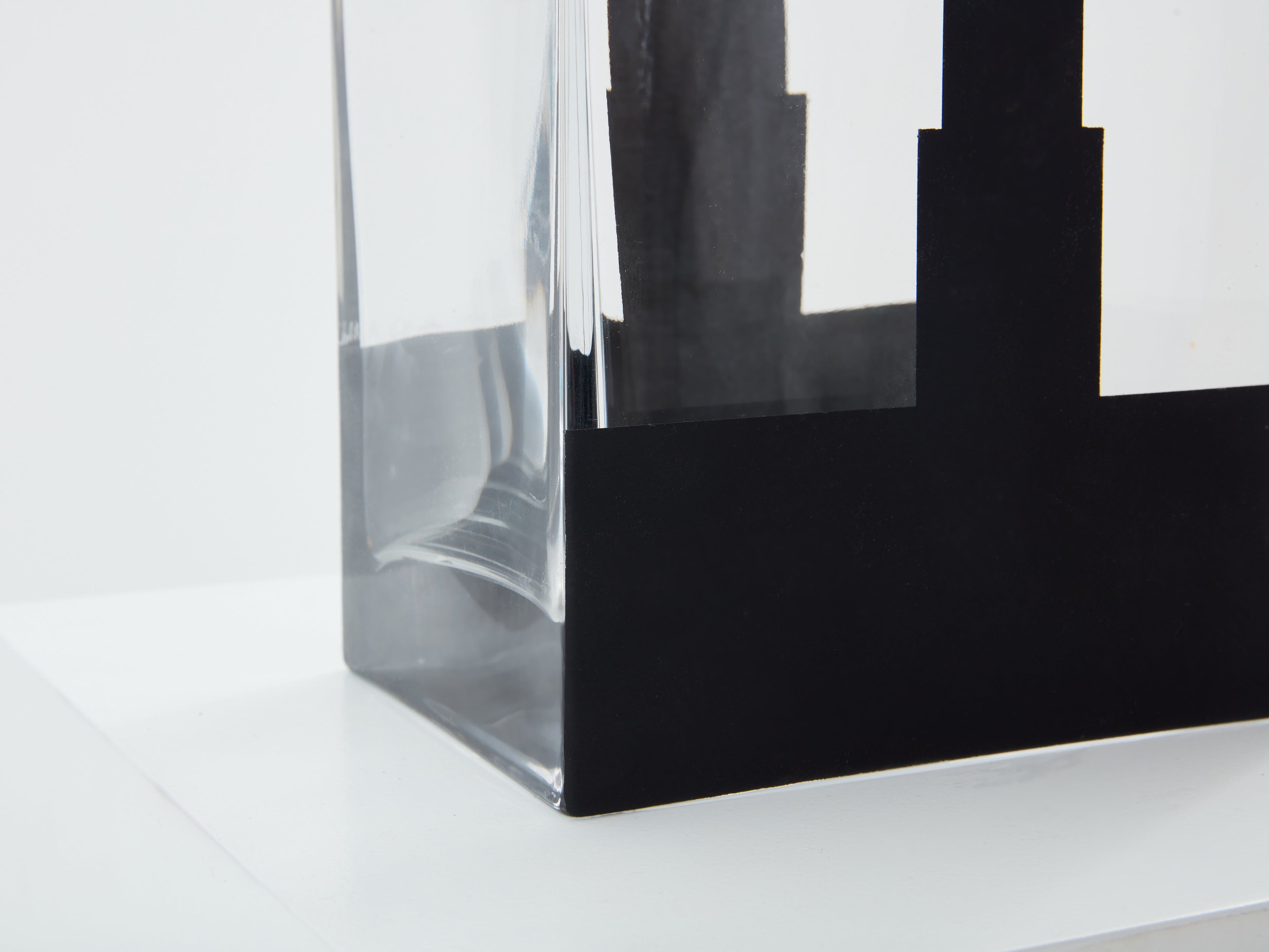 Anatole Riecke French Art Deco tall frosted glass vase 1932