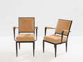 André Arbus attr. two metal bronze velvet neoclassical armchairs 1940s